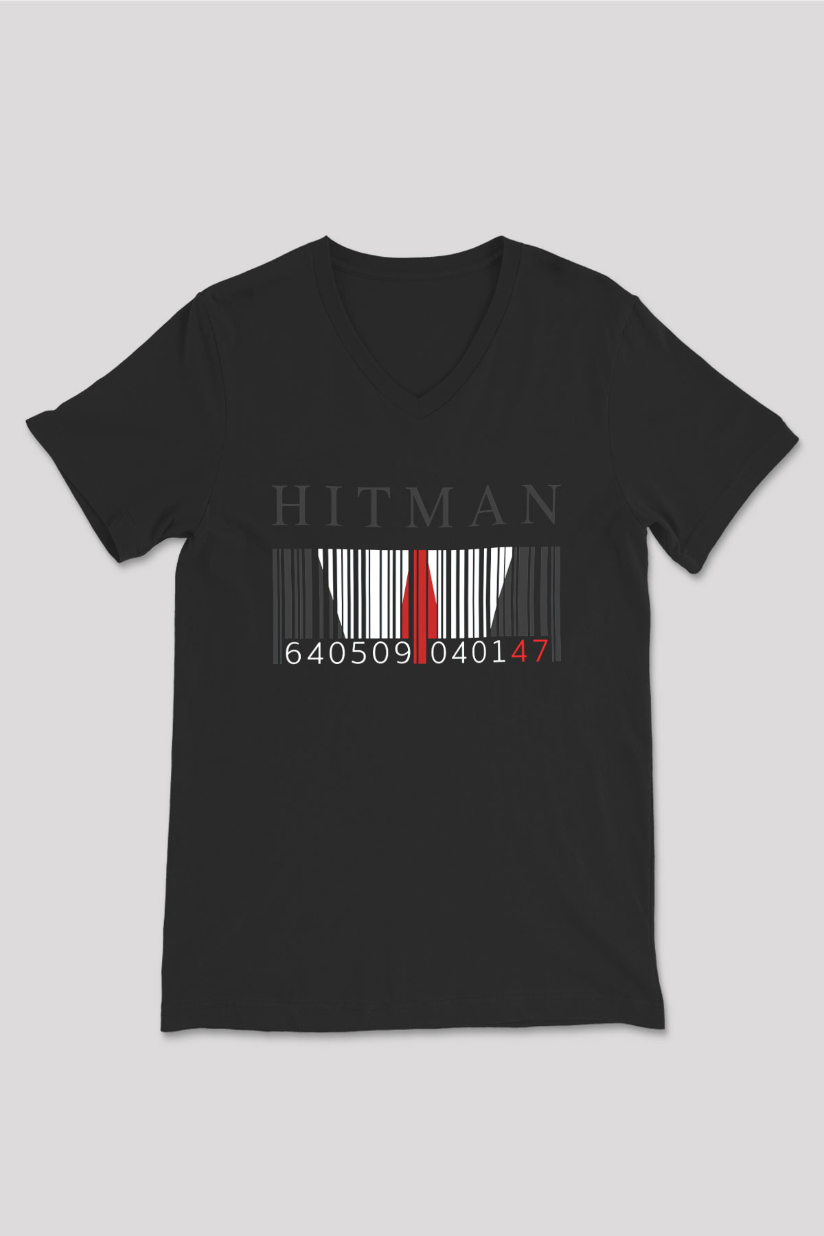Hitman Siyah Unisex V Yaka Tişört T-Shirt