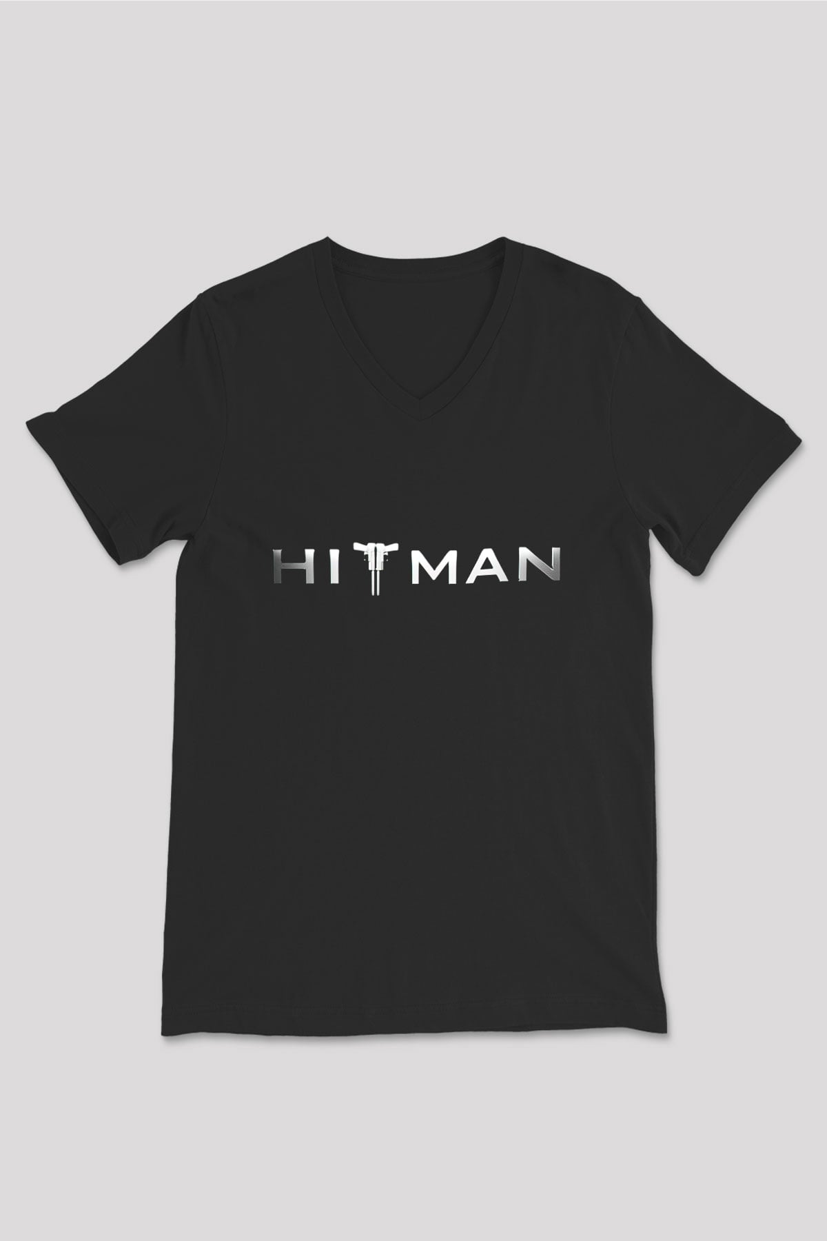 Hitman Siyah Unisex V Yaka Tişört T-Shirt