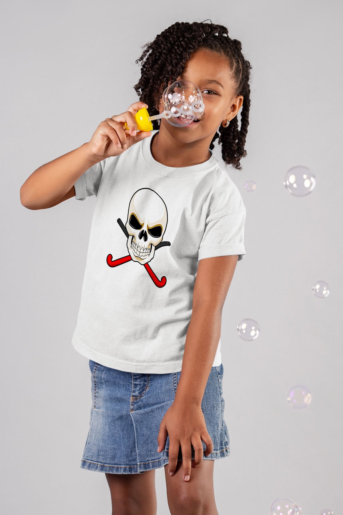 Hokey Baskılı Unisex Beyaz Çocuk Tişört - Tshirt