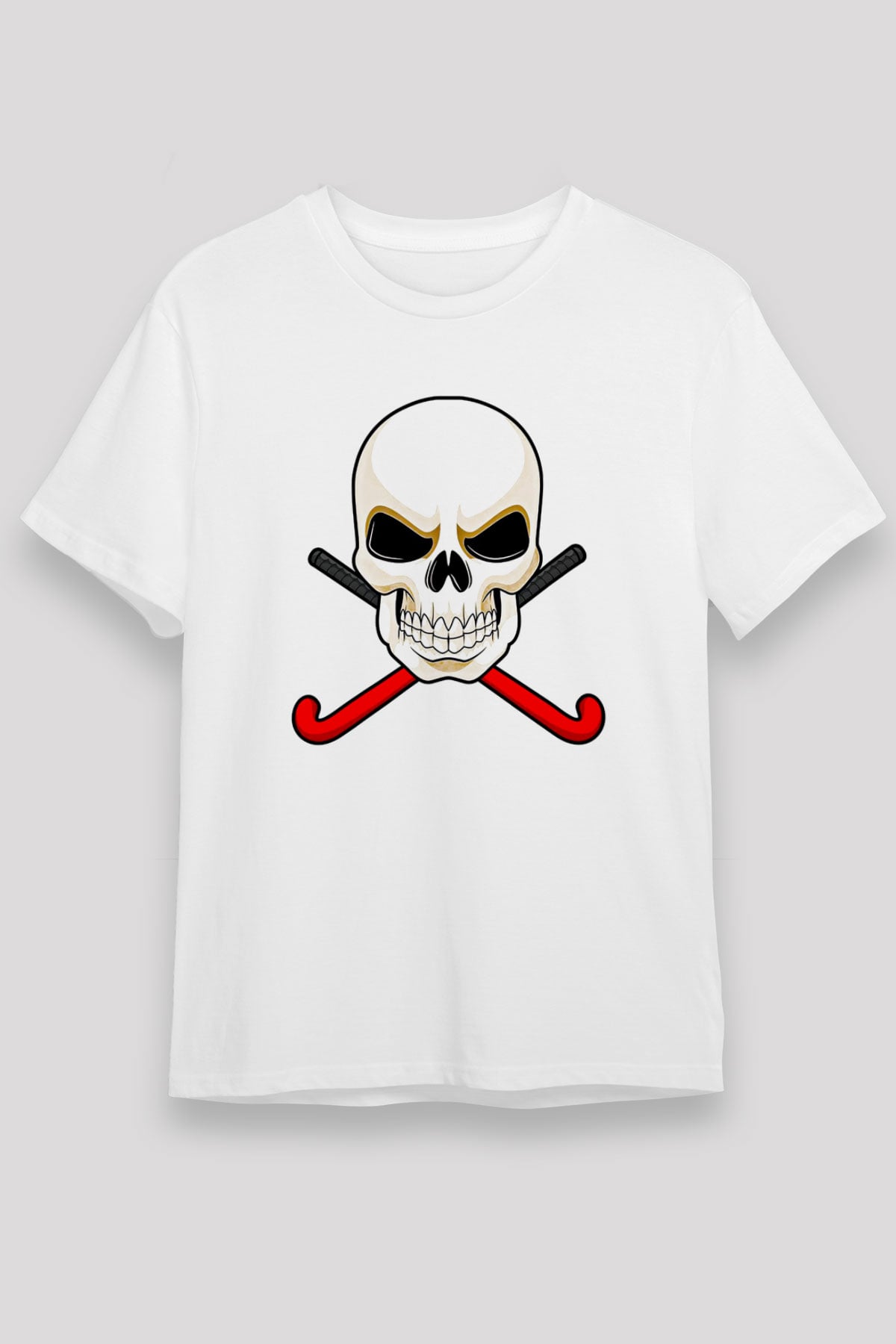 Hokey Baskılı Unisex Beyaz Tişört - Tshirt