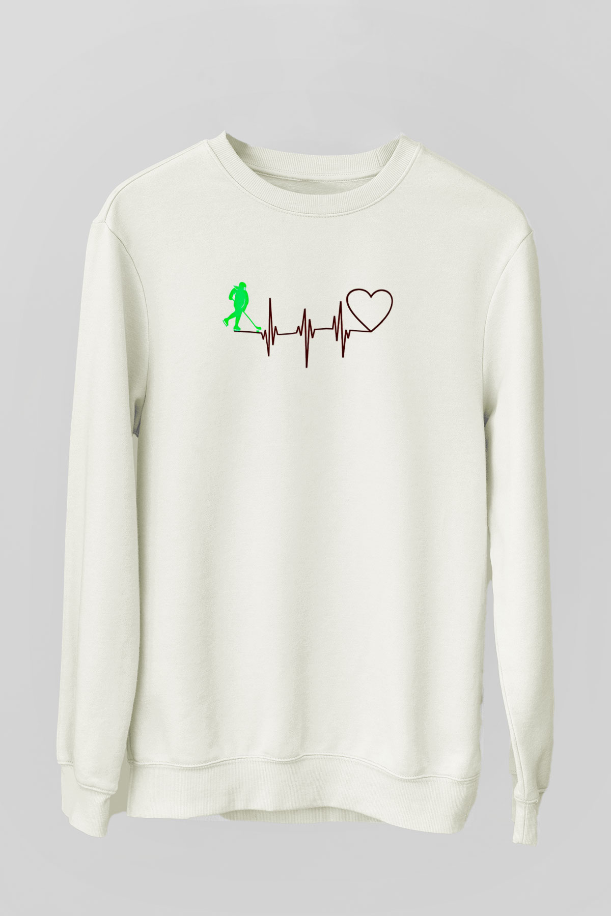Hokey Baskılı Unisex Ekru Sweatshirt