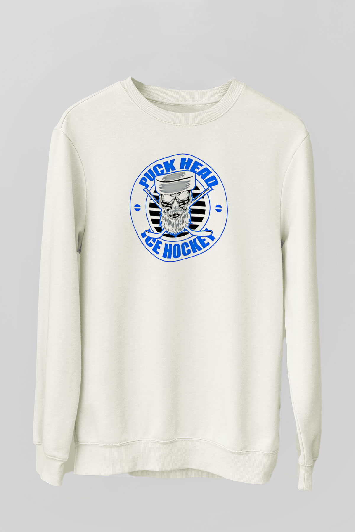 Hokey Baskılı Unisex Ekru Sweatshirt