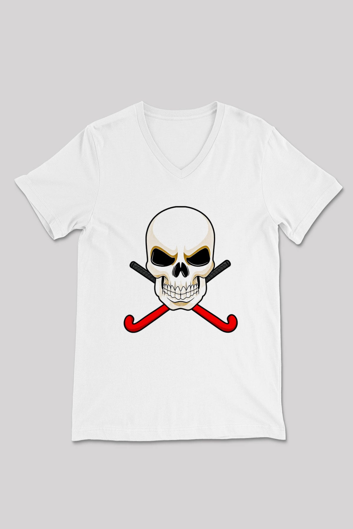 Hokey Baskılı Unisex V Yaka Tişört - Tshirt