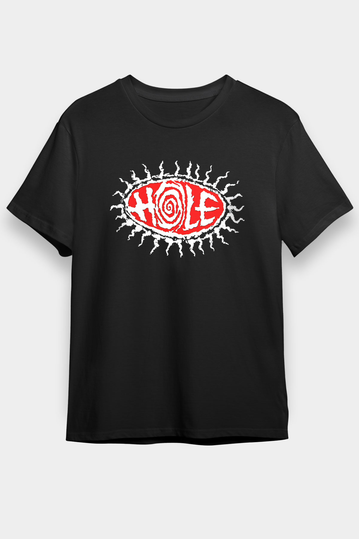 Hole Baskılı Unisex Siyah Tişört - Tshirt