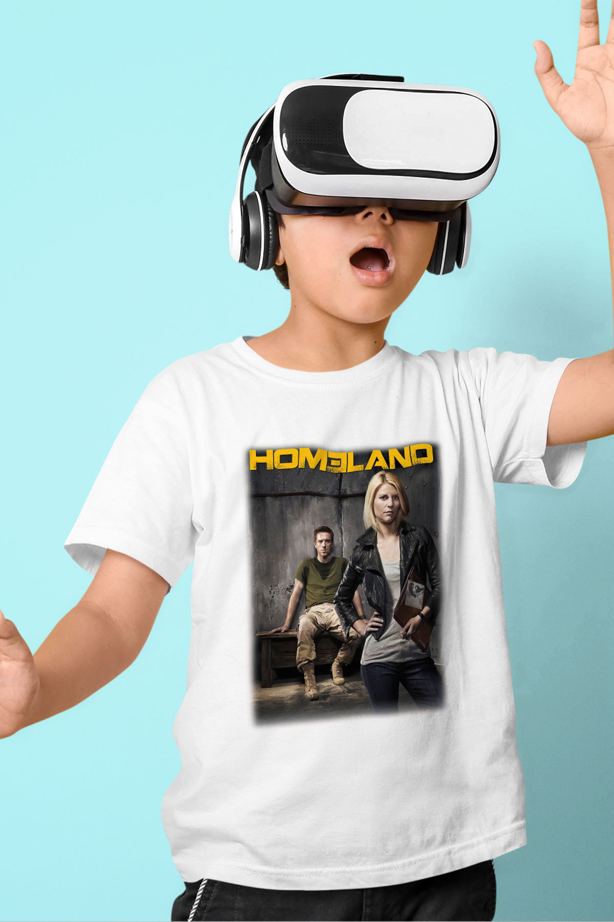 Homeland Baskılı Beyaz Unisex Çocuk Tişört