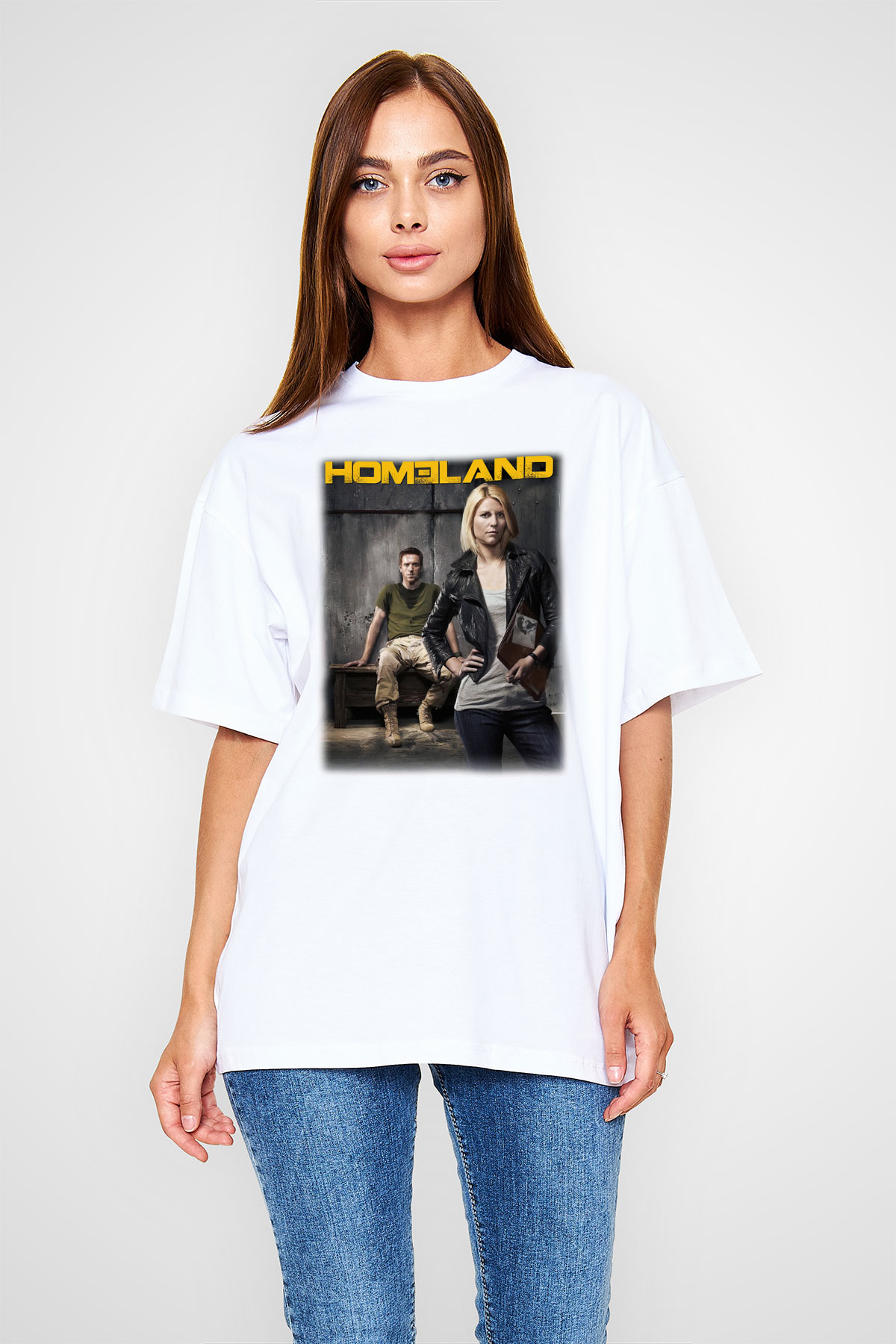 Homeland Beyaz Unisex Oversize Tişört T-Shirt