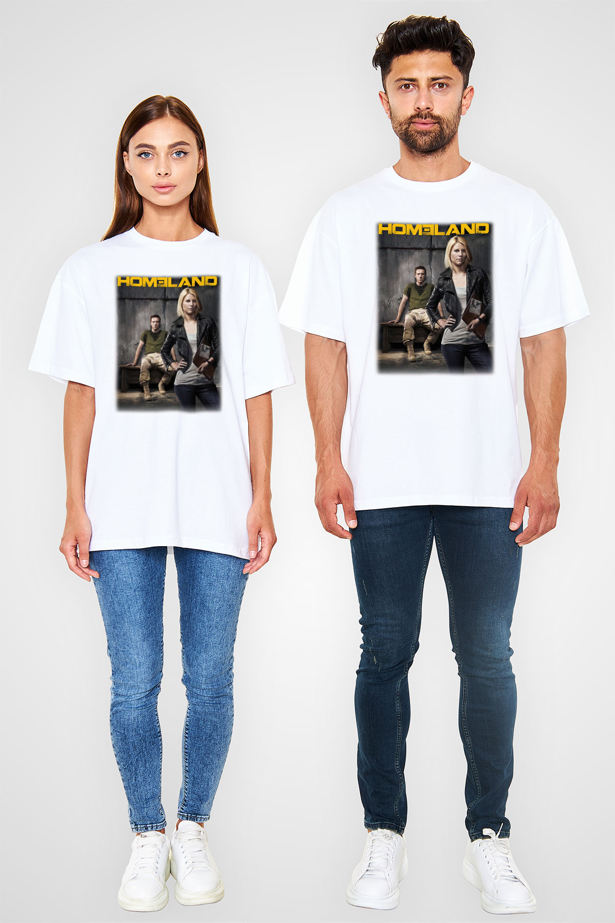 Homeland Beyaz Unisex Oversize Tişört T-Shirt