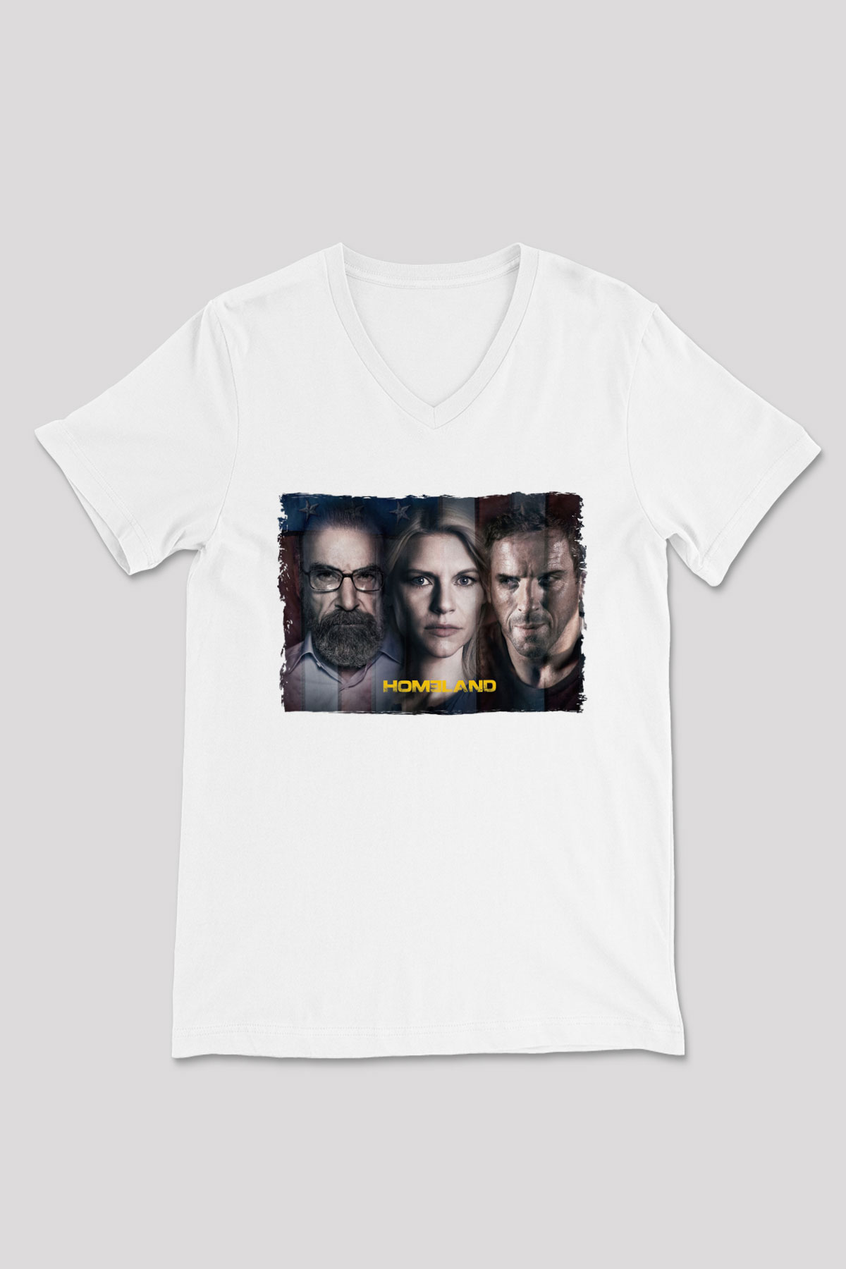 Homeland Beyaz Unisex V Yaka Tişört