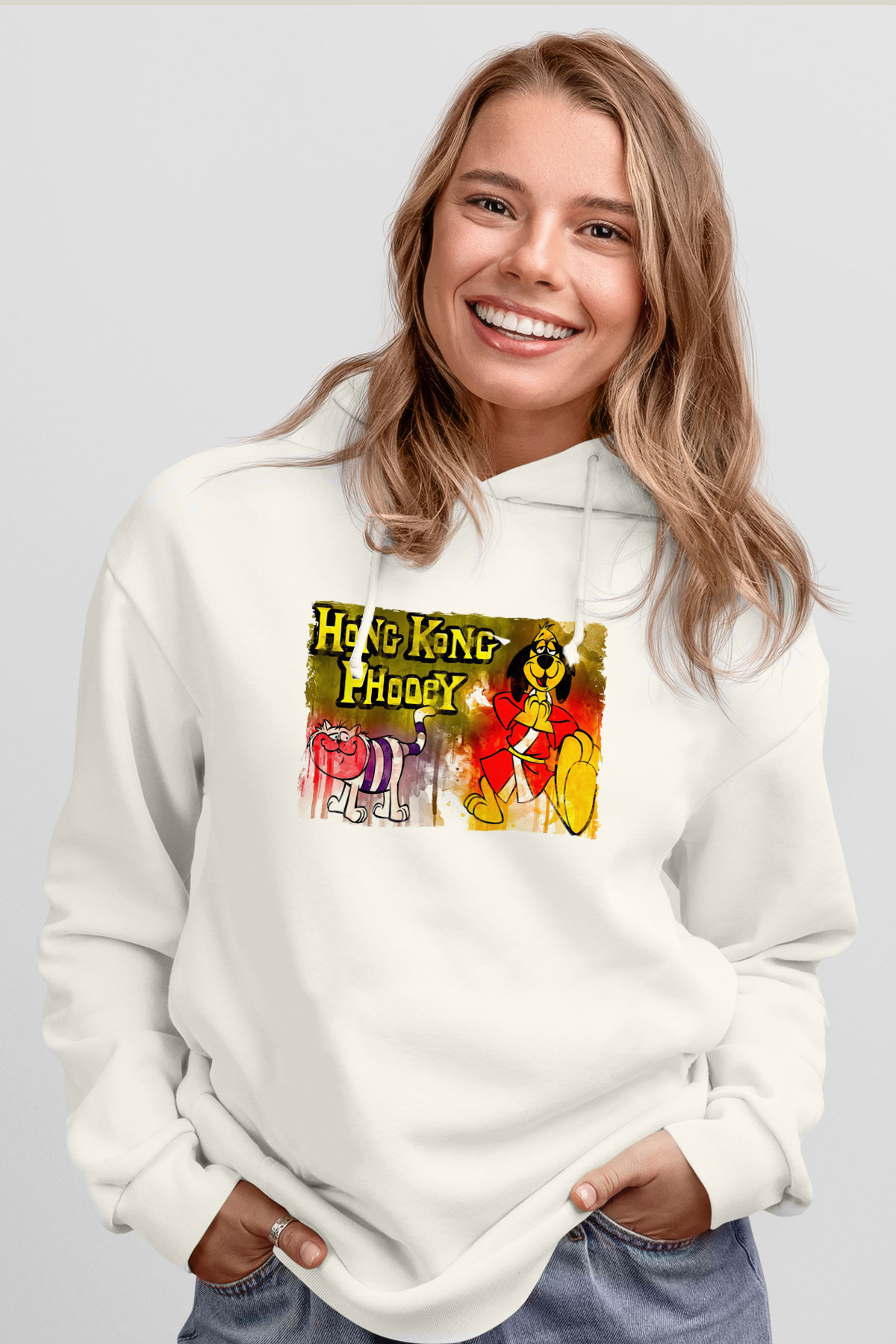 Hong Kong Phooey Beyaz Unisex Hoodie
