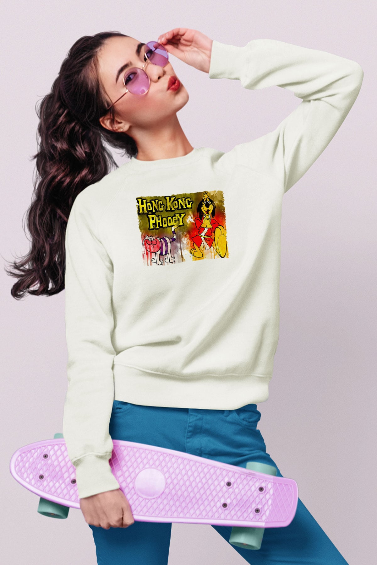 Hong Kong Phooey Beyaz Unisex  Sweatshirt