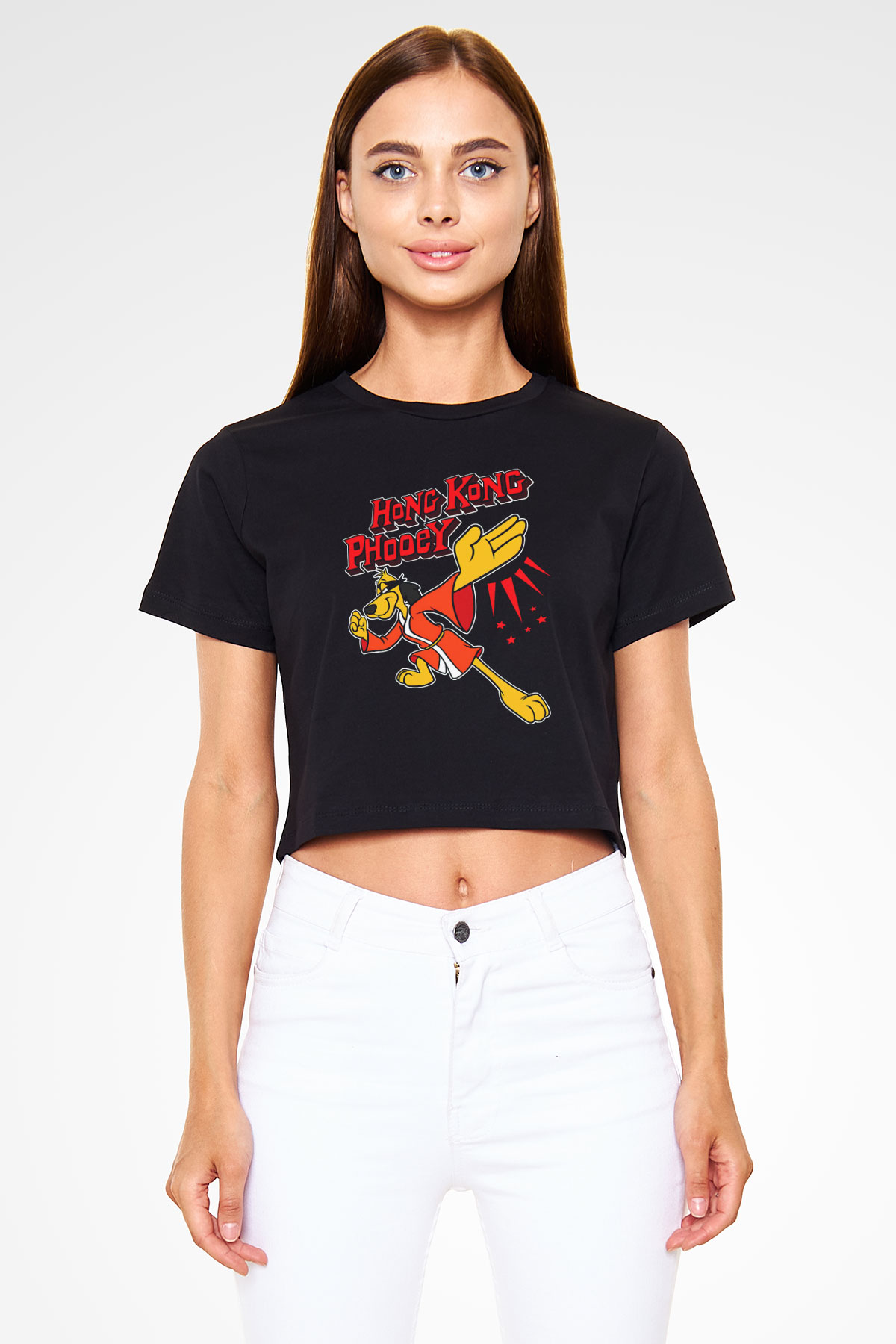 Hong Kong Phooey Siyah   Crop Top Tişört