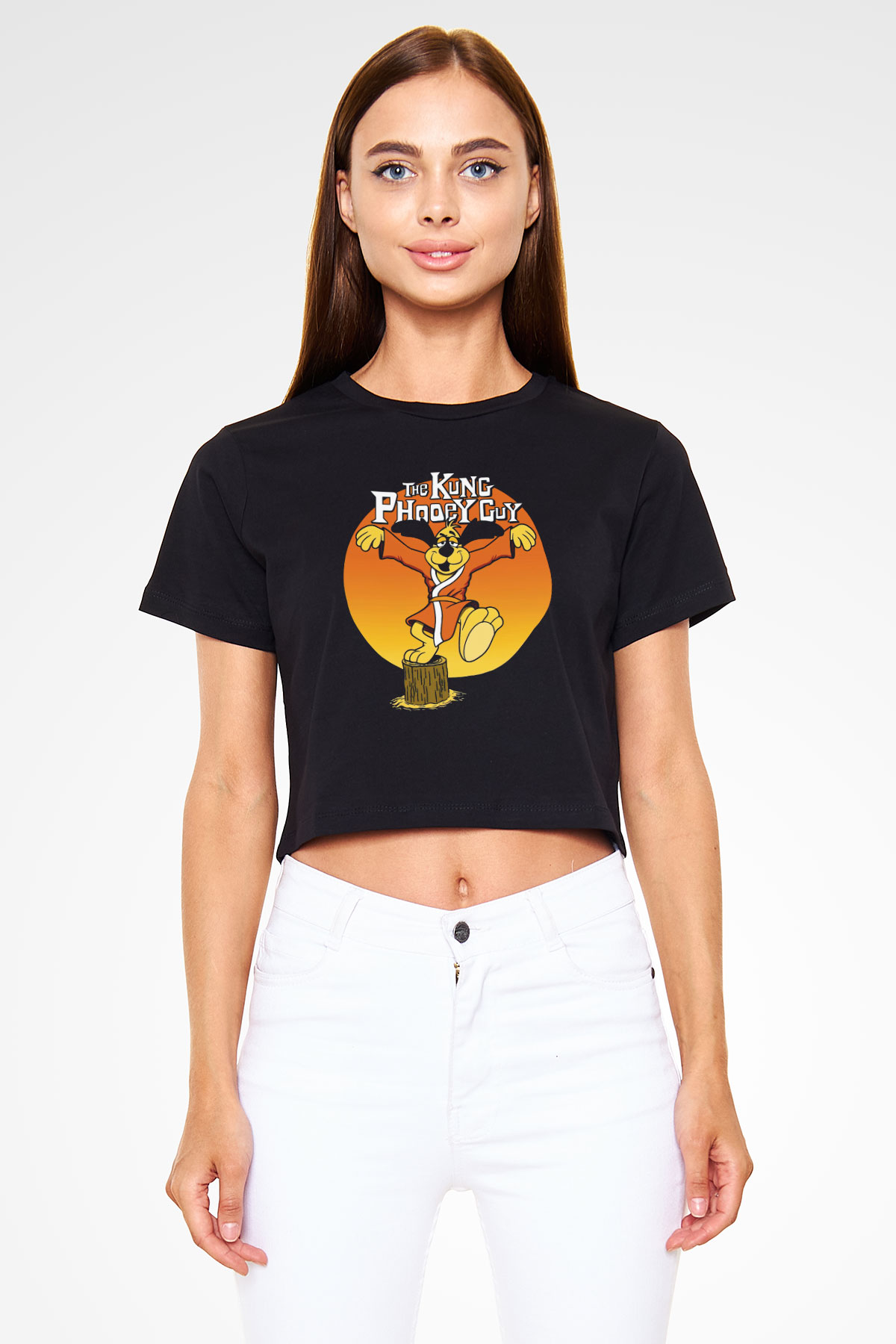 Hong Kong Phooey Siyah   Crop Top Tişört
