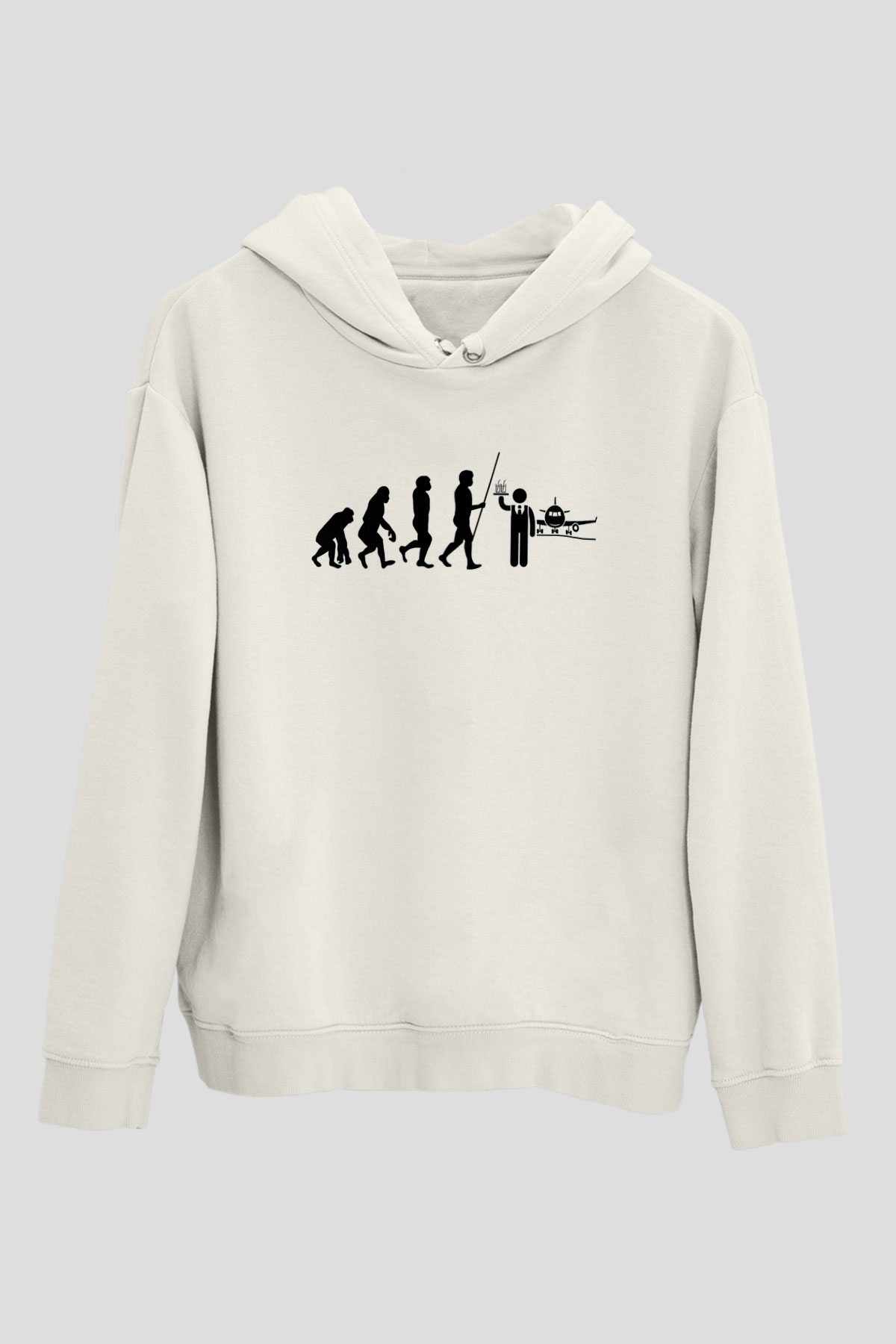 Hostes Beyaz Unisex Kapüşonlu Sweatshirt