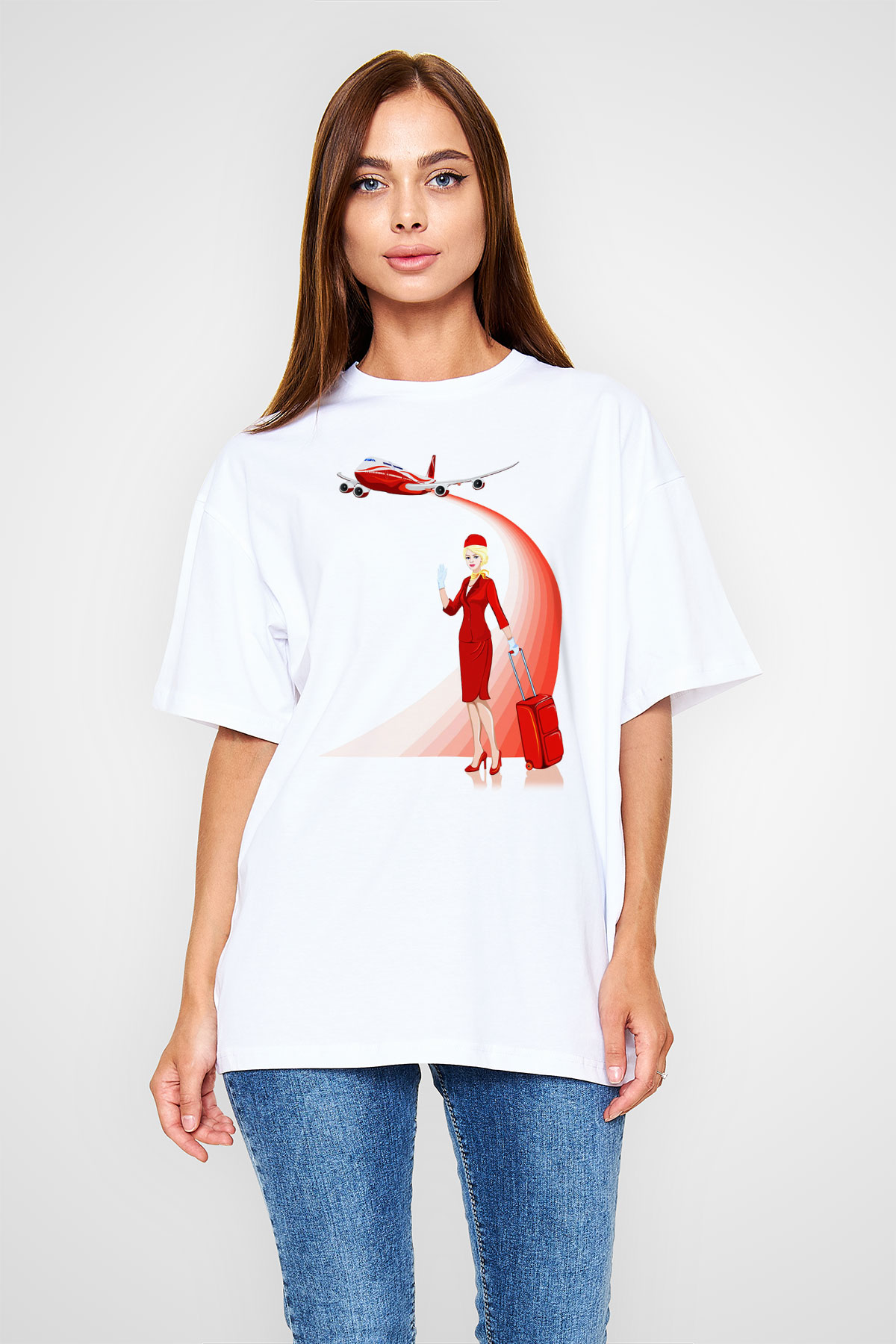 Hostes Beyaz Unisex Oversize Tişört T-Shirt
