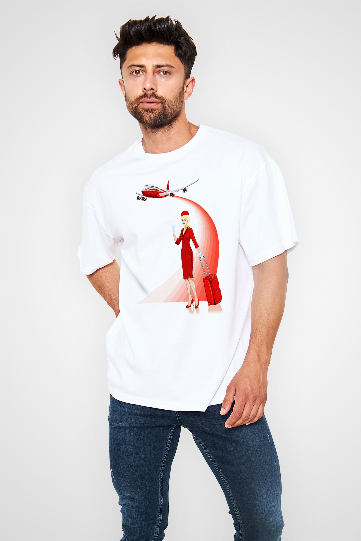 Hostes Beyaz Unisex Oversize Tişört T-Shirt