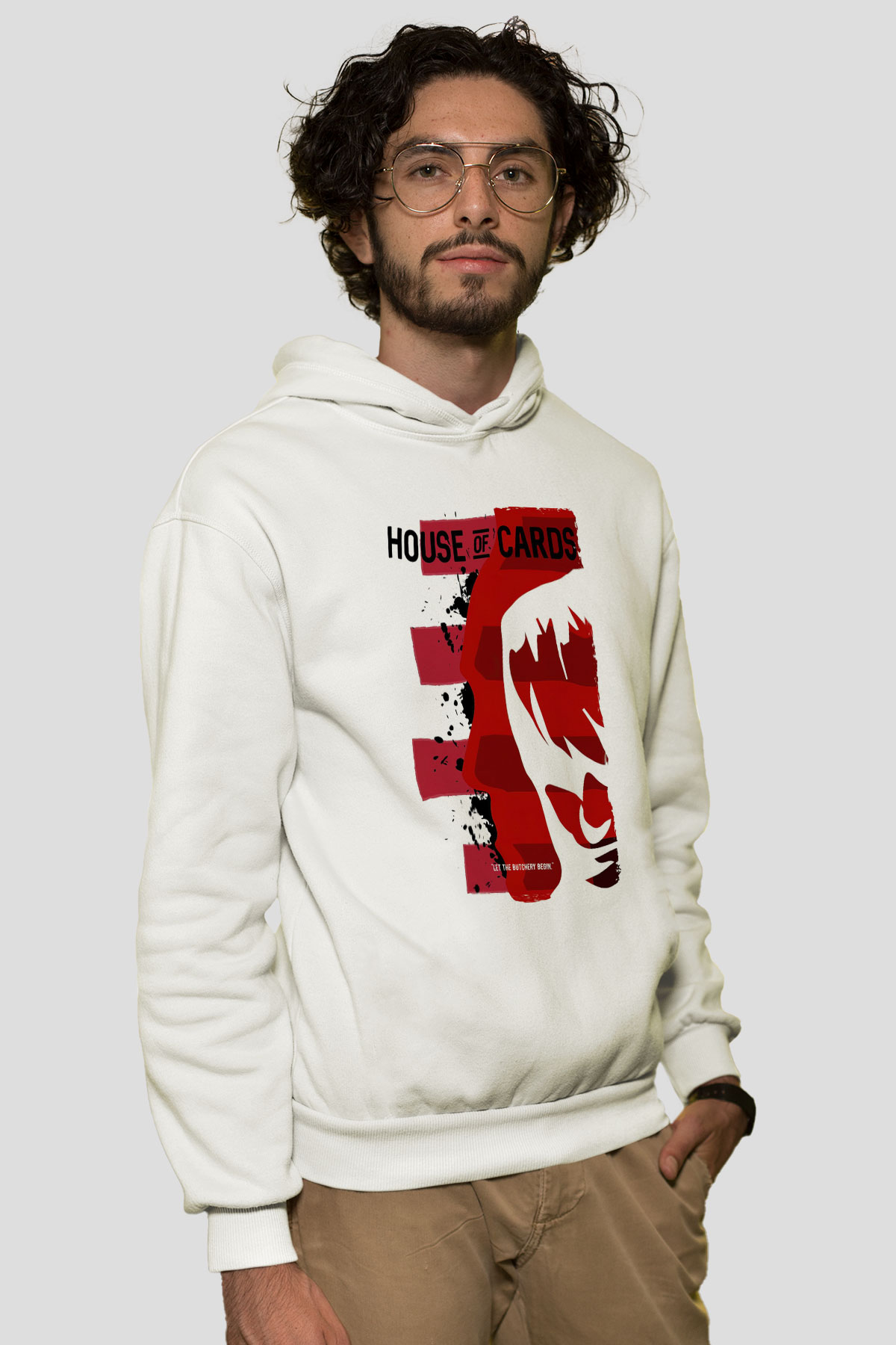 House of Cards Beyaz Unisex Hoodie
