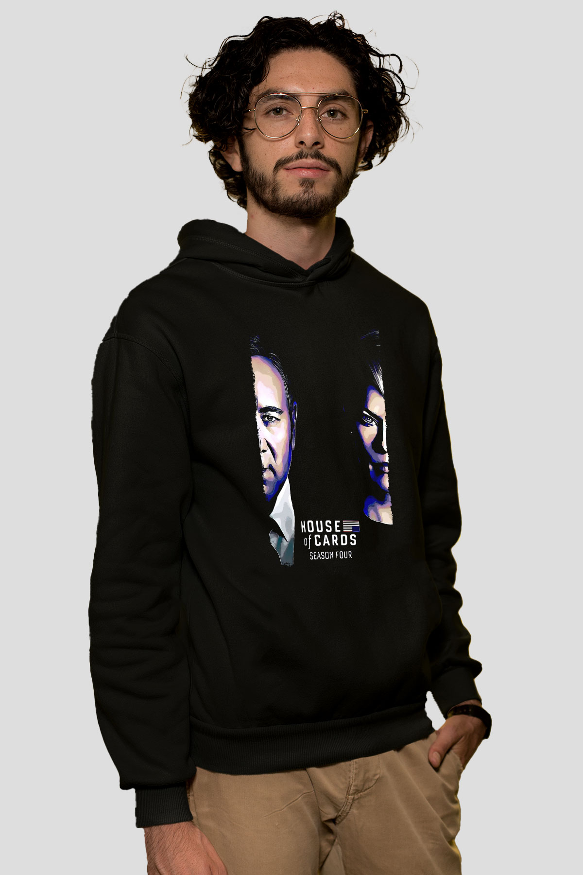 House of Cards Siyah Unisex Hoodie