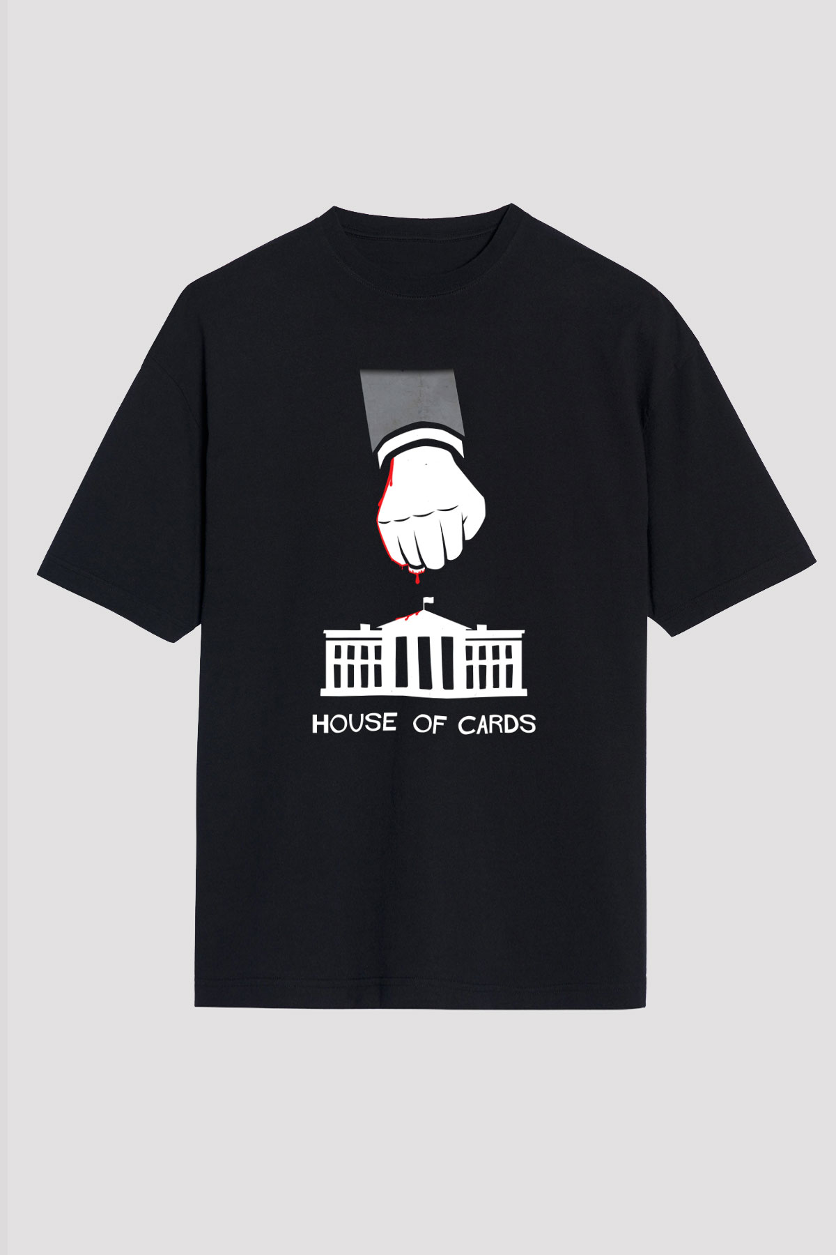 House of Cards Siyah Unisex Oversize Tişört T-Shirt