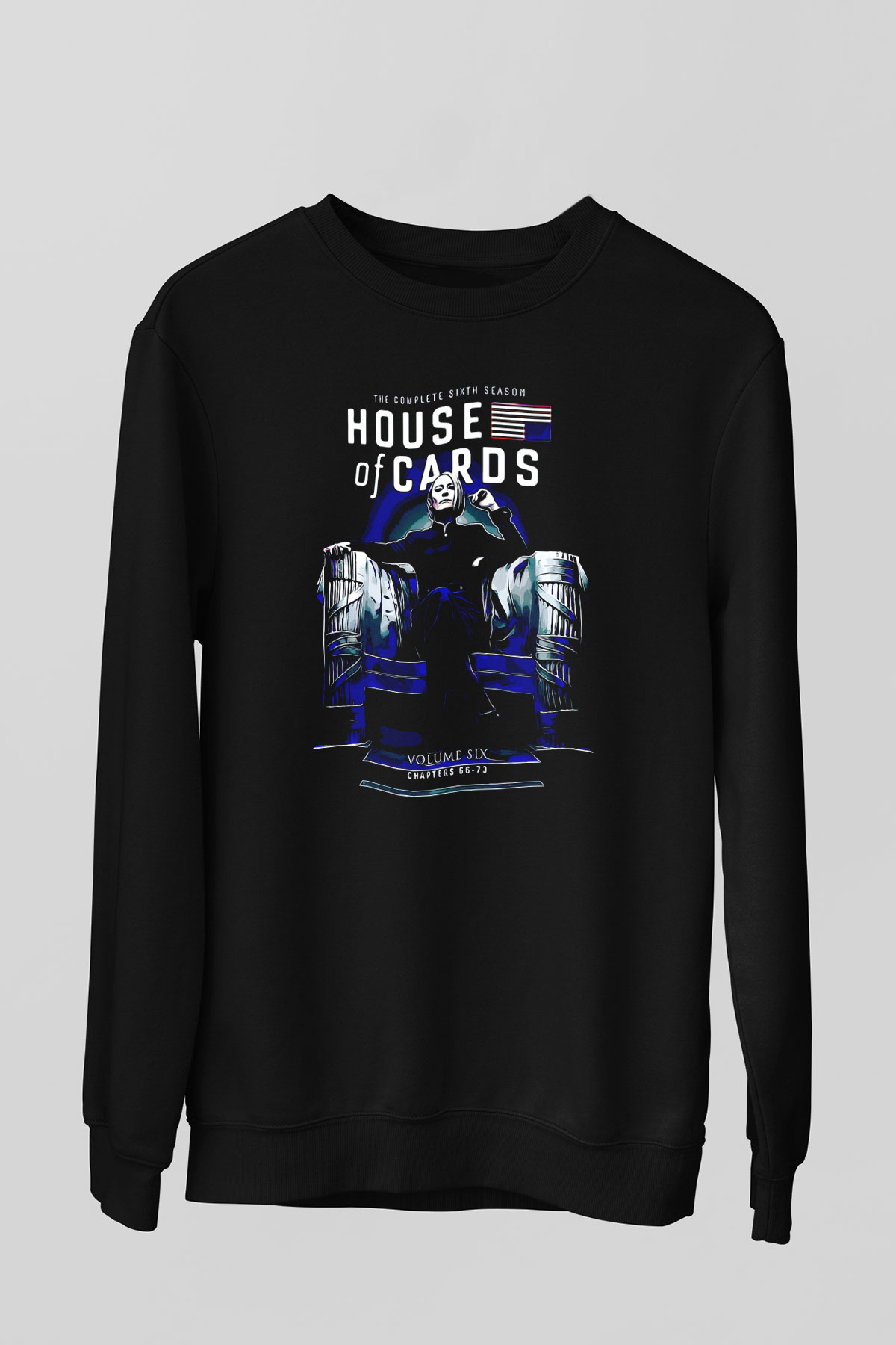 House of Cards Siyah Unisex Sweatshirt