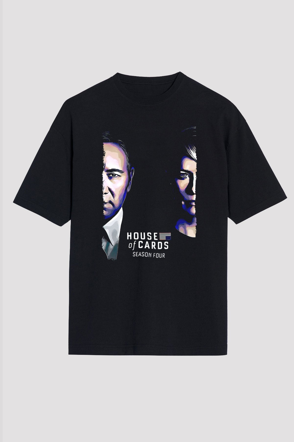House of Cards Siyah Oversize Tişört Oversize T-shirt