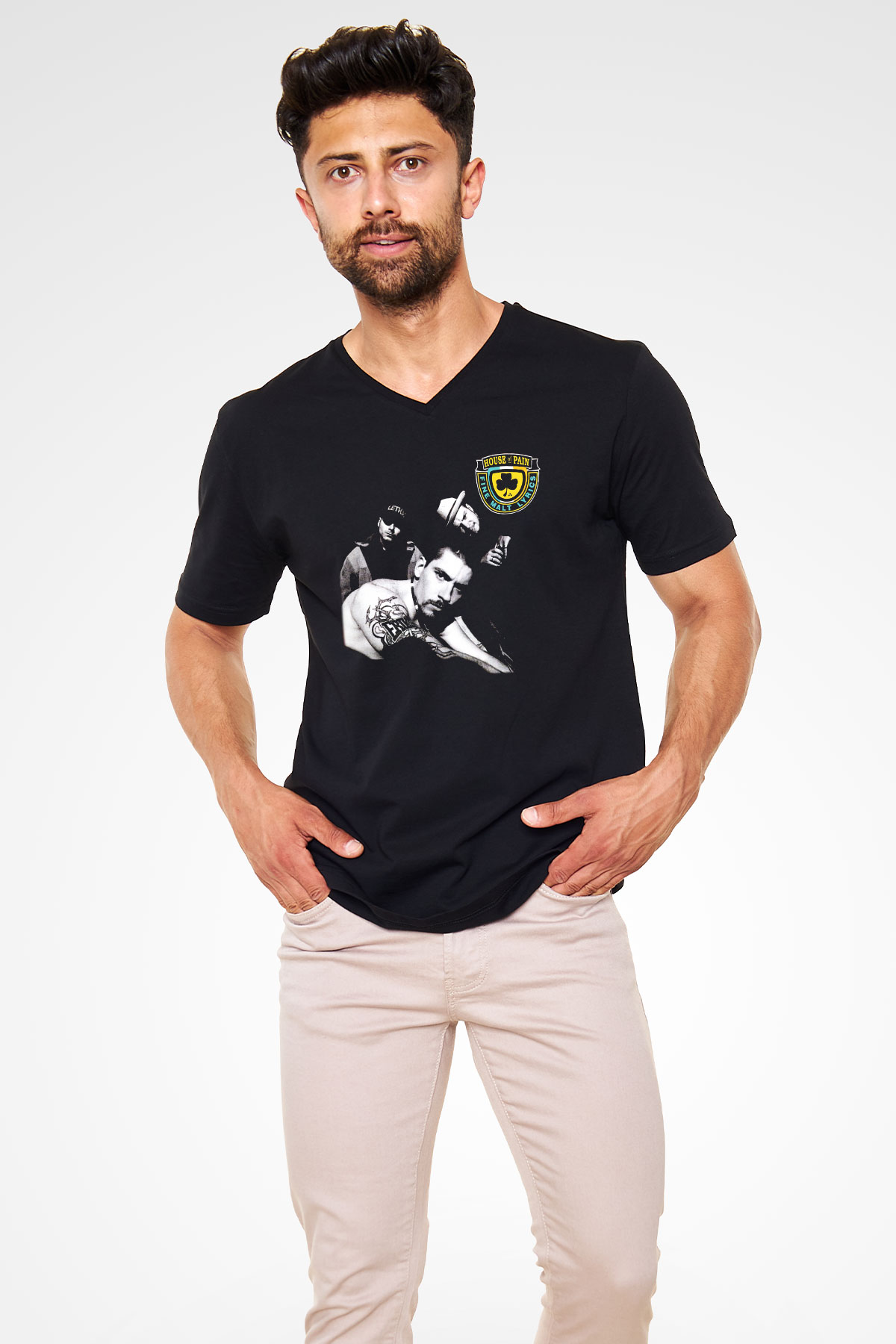 House of Pain Siyah Unisex V Yaka Tişört T-Shirt