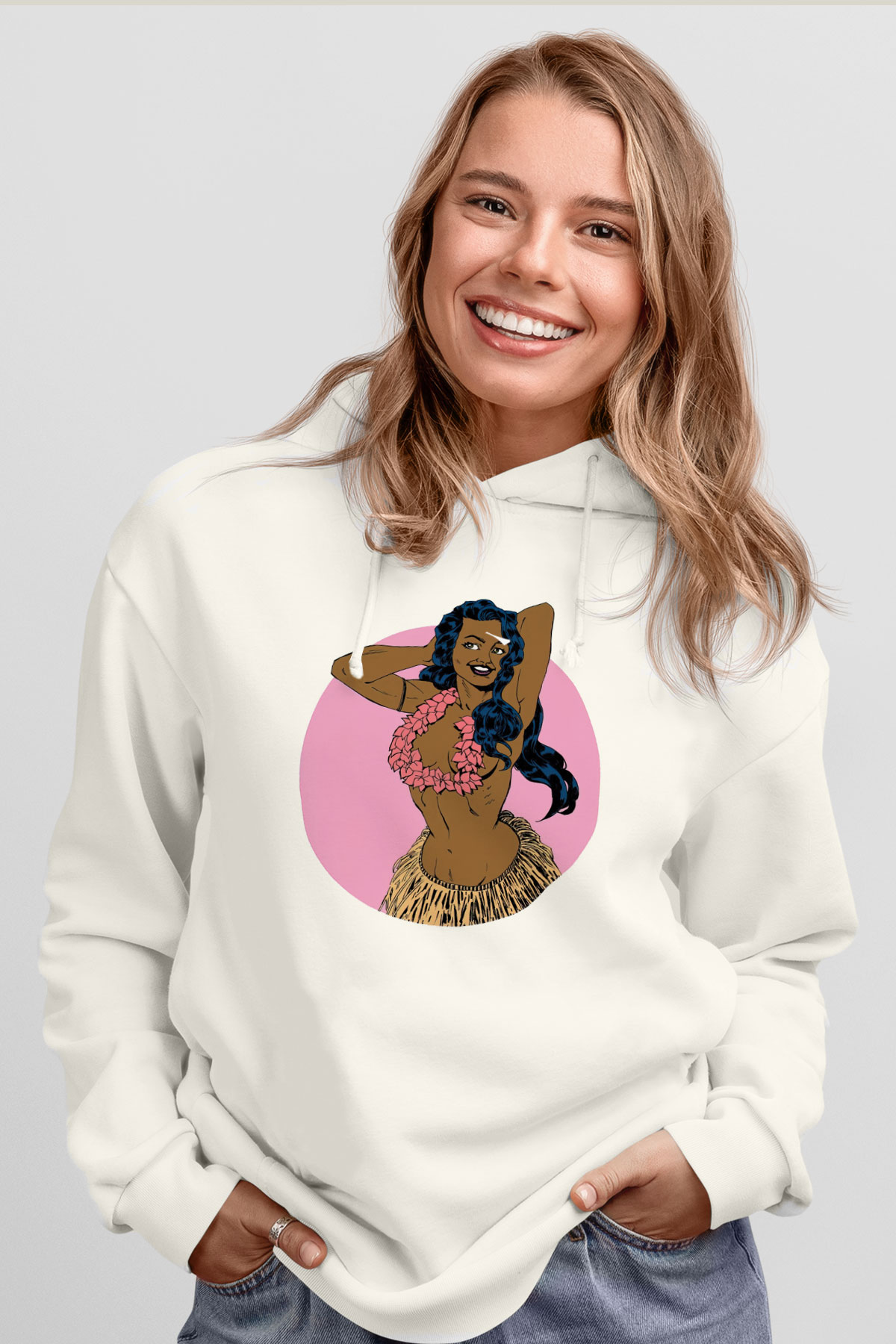 Hula Beyaz Unisex Hoodie