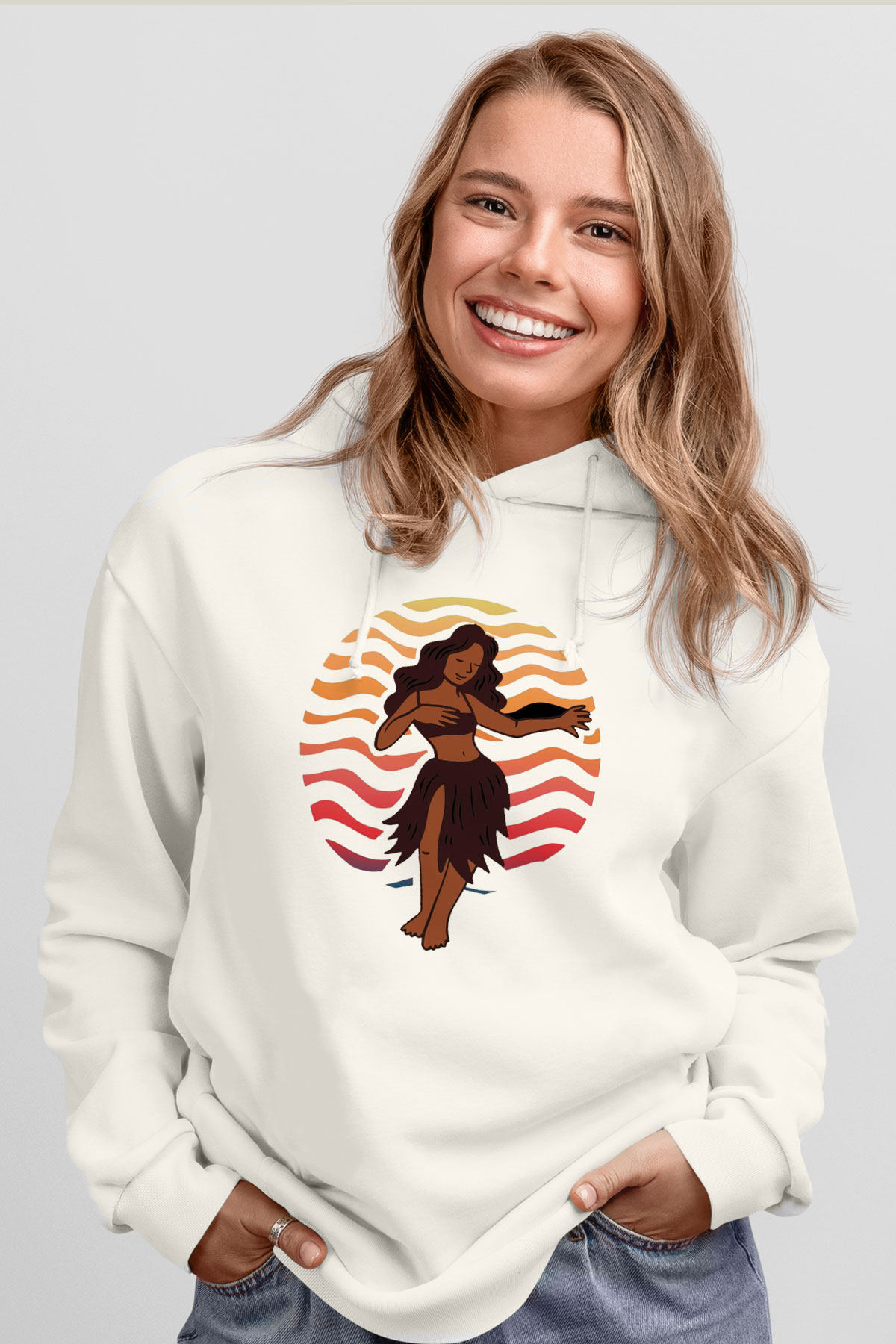 Hula Beyaz Unisex Hoodie
