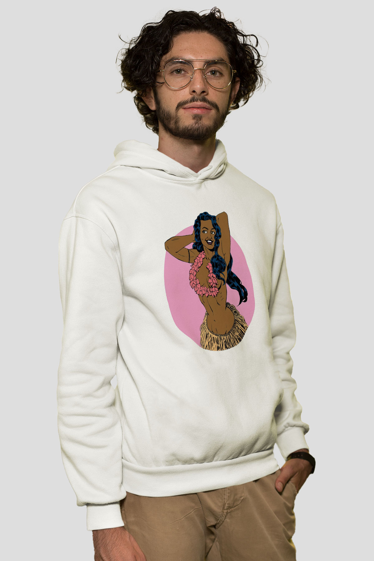 Hula Beyaz Unisex Hoodie
