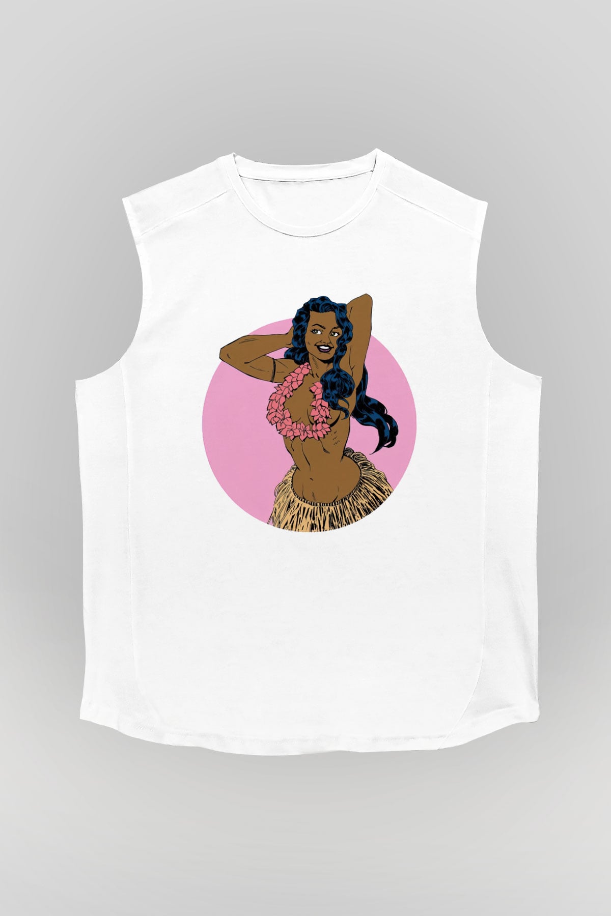 Hula Beyaz Unisex Kolsuz Tişört