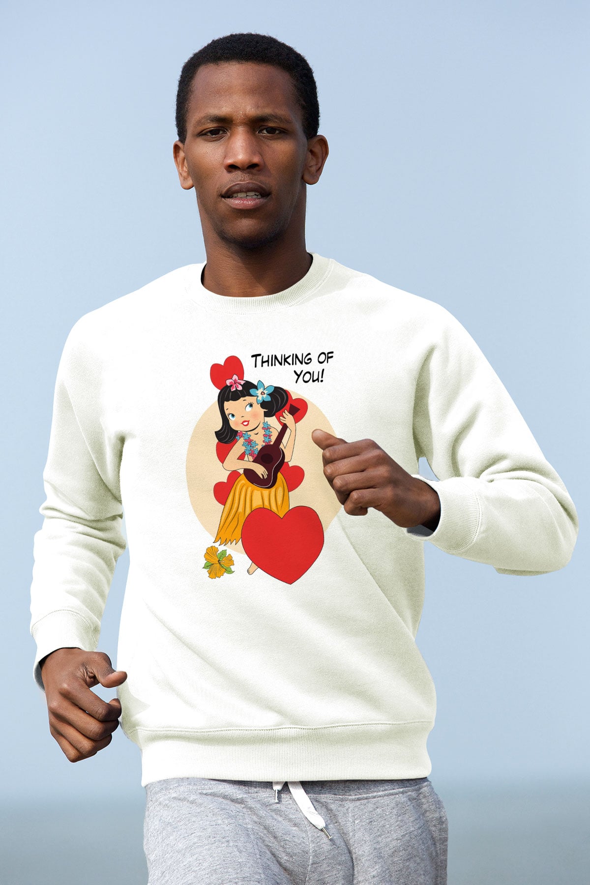 Hula Beyaz Unisex Sweatshirt