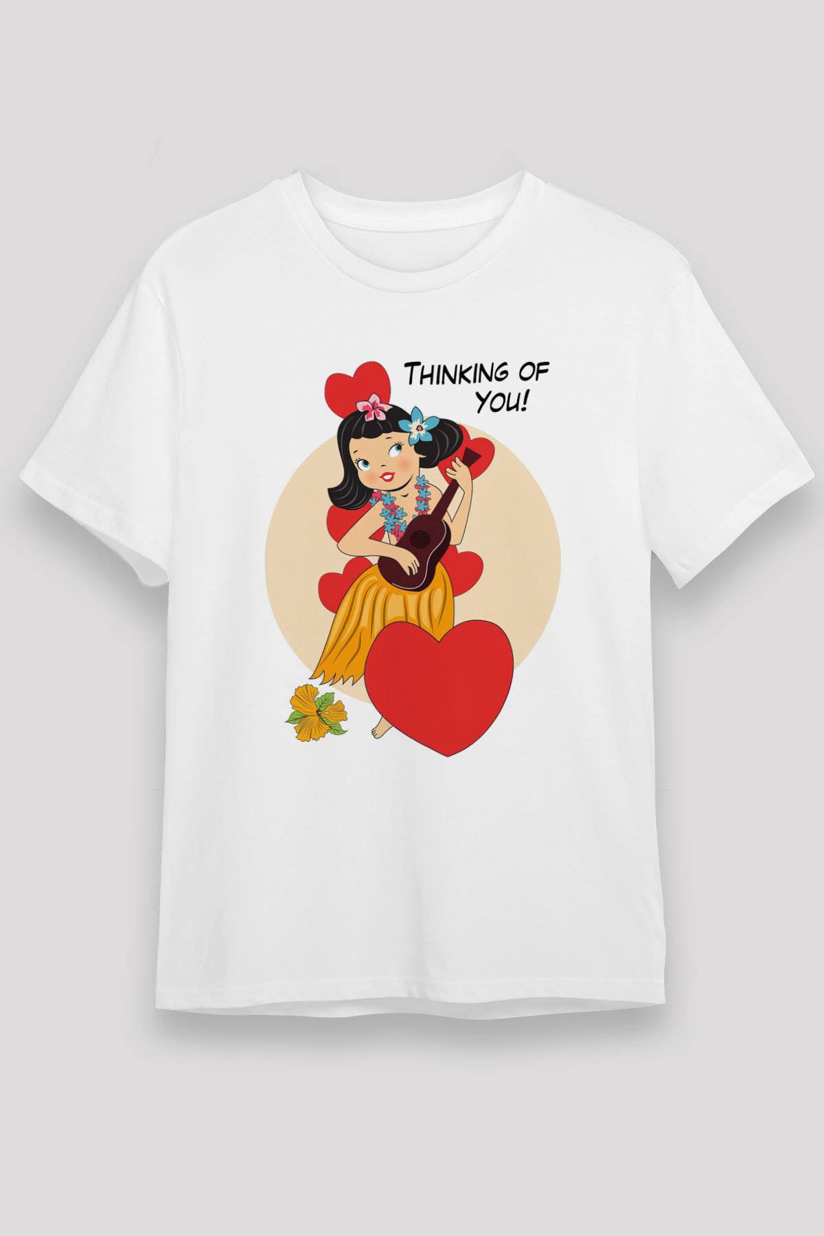 Hula Beyaz Unisex Tişört T-Shirt - TişörtFabrikası