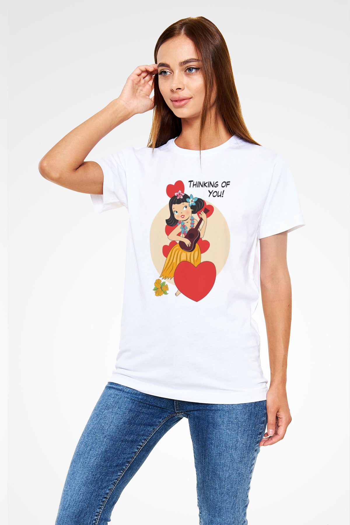 Hula Beyaz Unisex Tişört T-Shirt - TişörtFabrikası