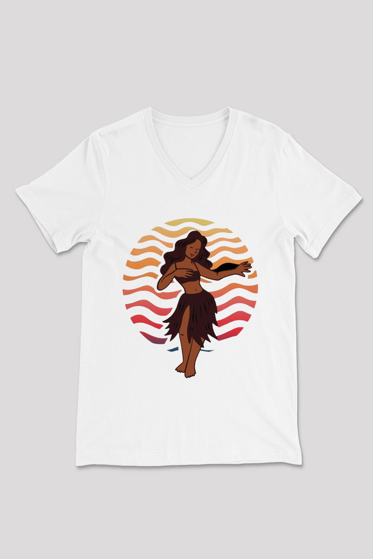 Hula Beyaz Unisex V Yaka Tişört