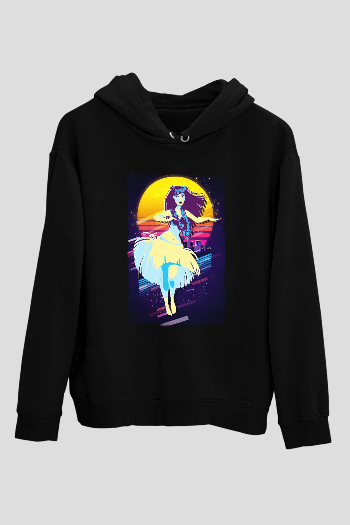 Hula Siyah Unisex Hoodie