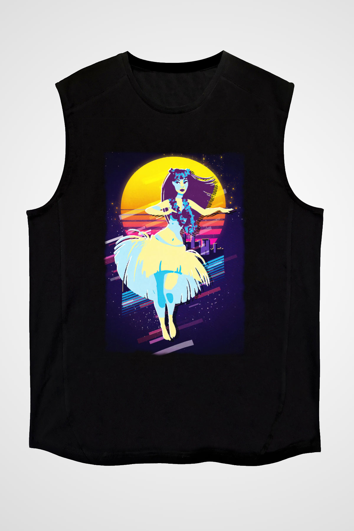 Hula Siyah Unisex Kolsuz Tişört