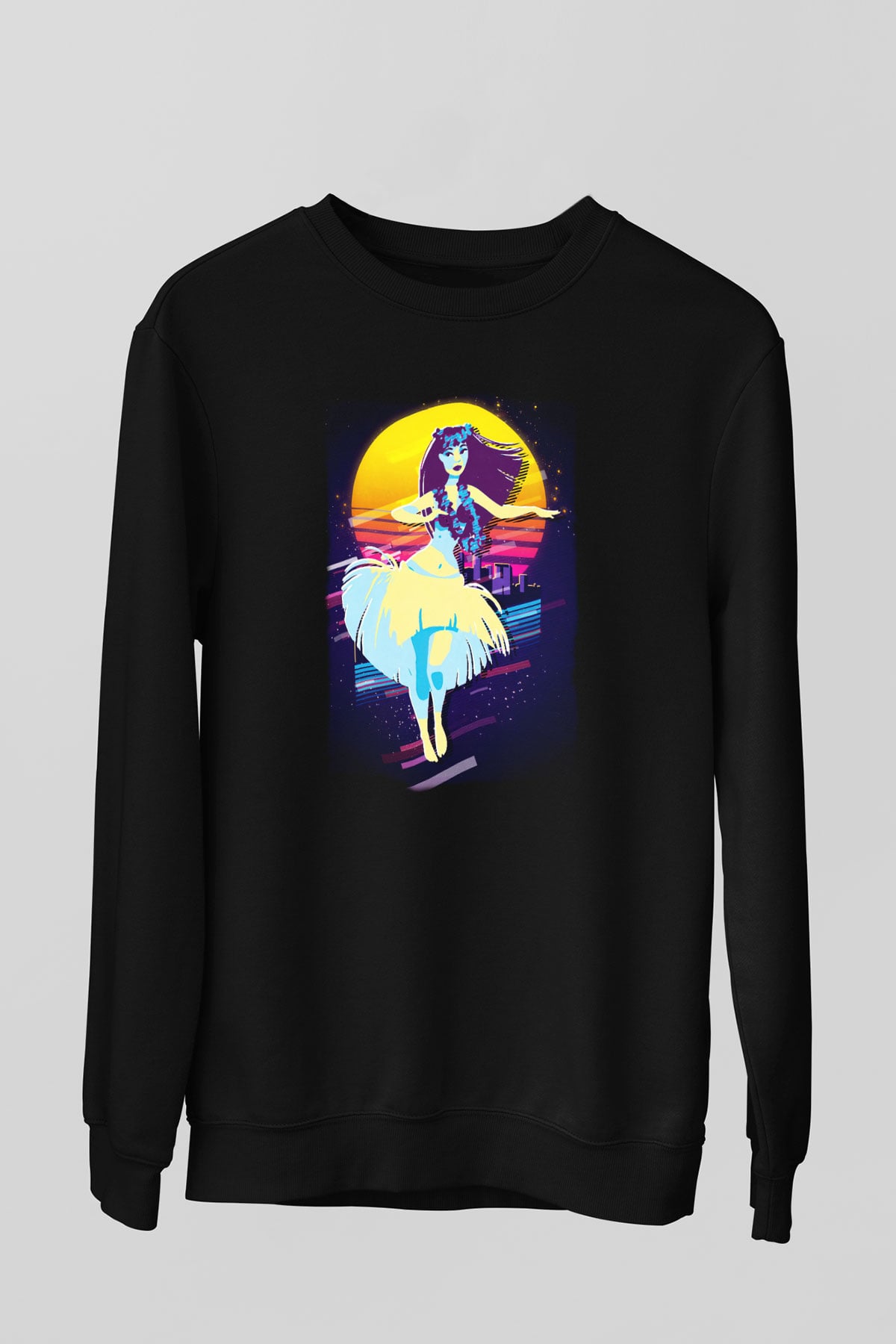 Hula Siyah Unisex Sweatshirt
