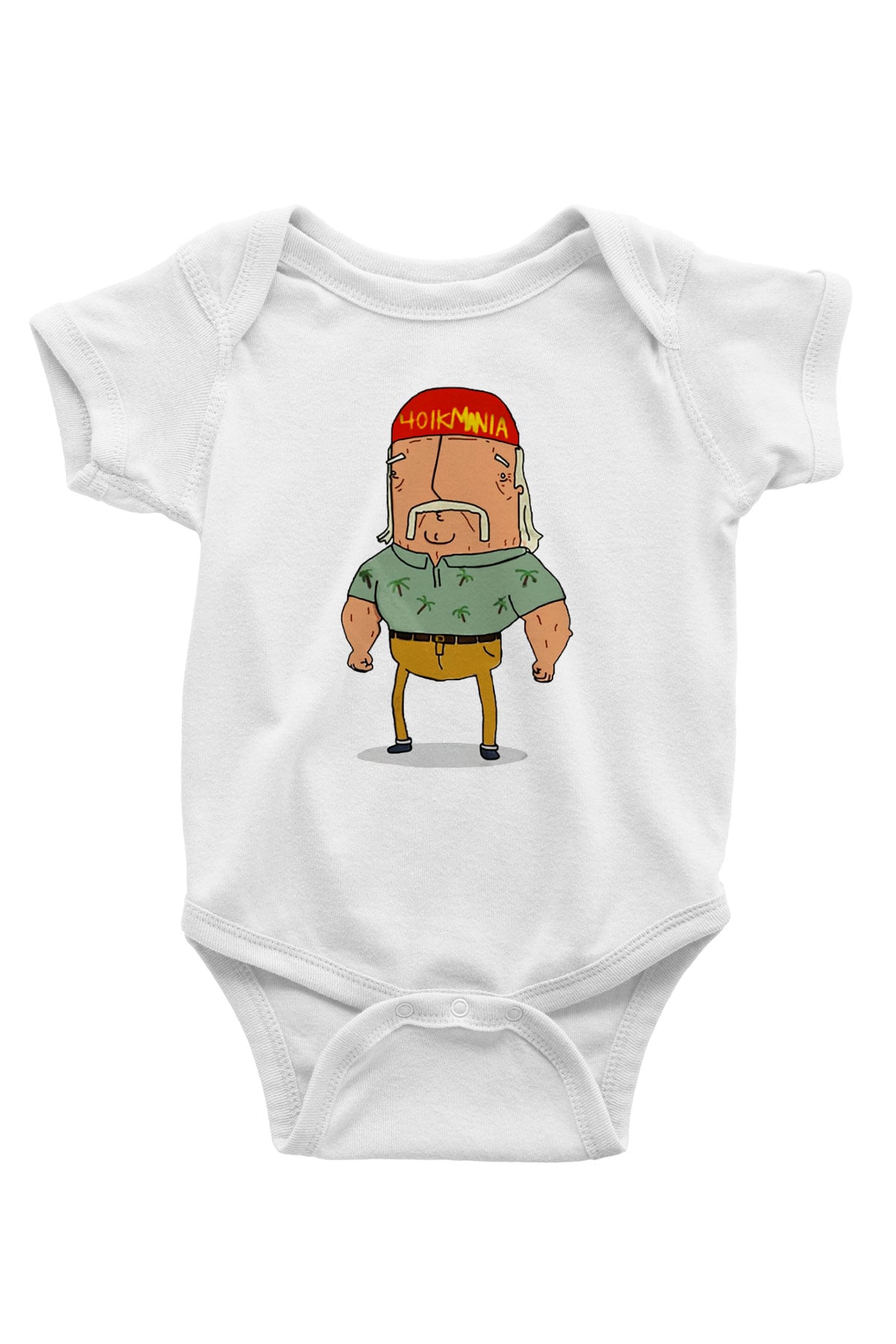 Hulk Hogan Baskılı Beyaz Unisex Bebek Body - Zıbın