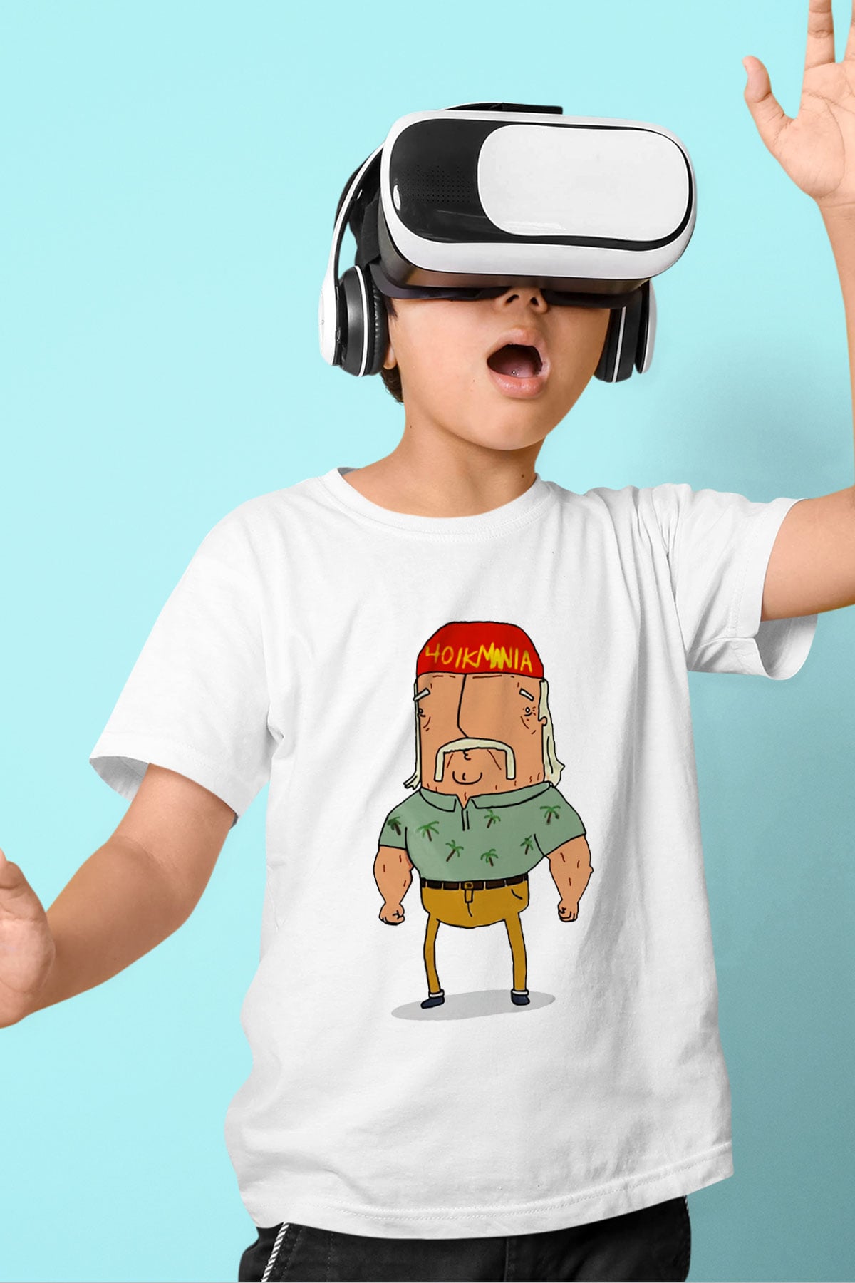 Hulk Hogan Baskılı Beyaz Unisex Çocuk Tişört