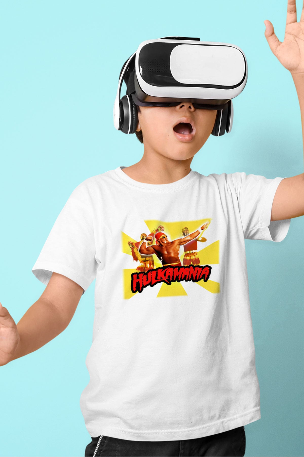 Hulk Hogan Baskılı Beyaz Unisex Çocuk Tişört