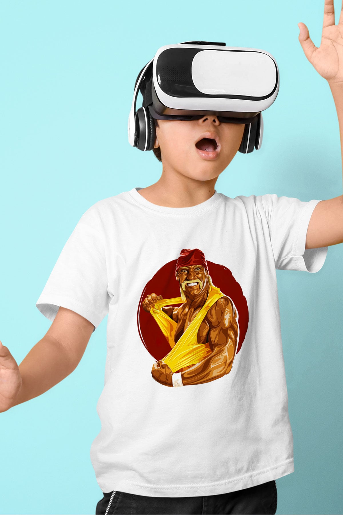 Hulk Hogan Baskılı Beyaz Unisex Çocuk Tişört