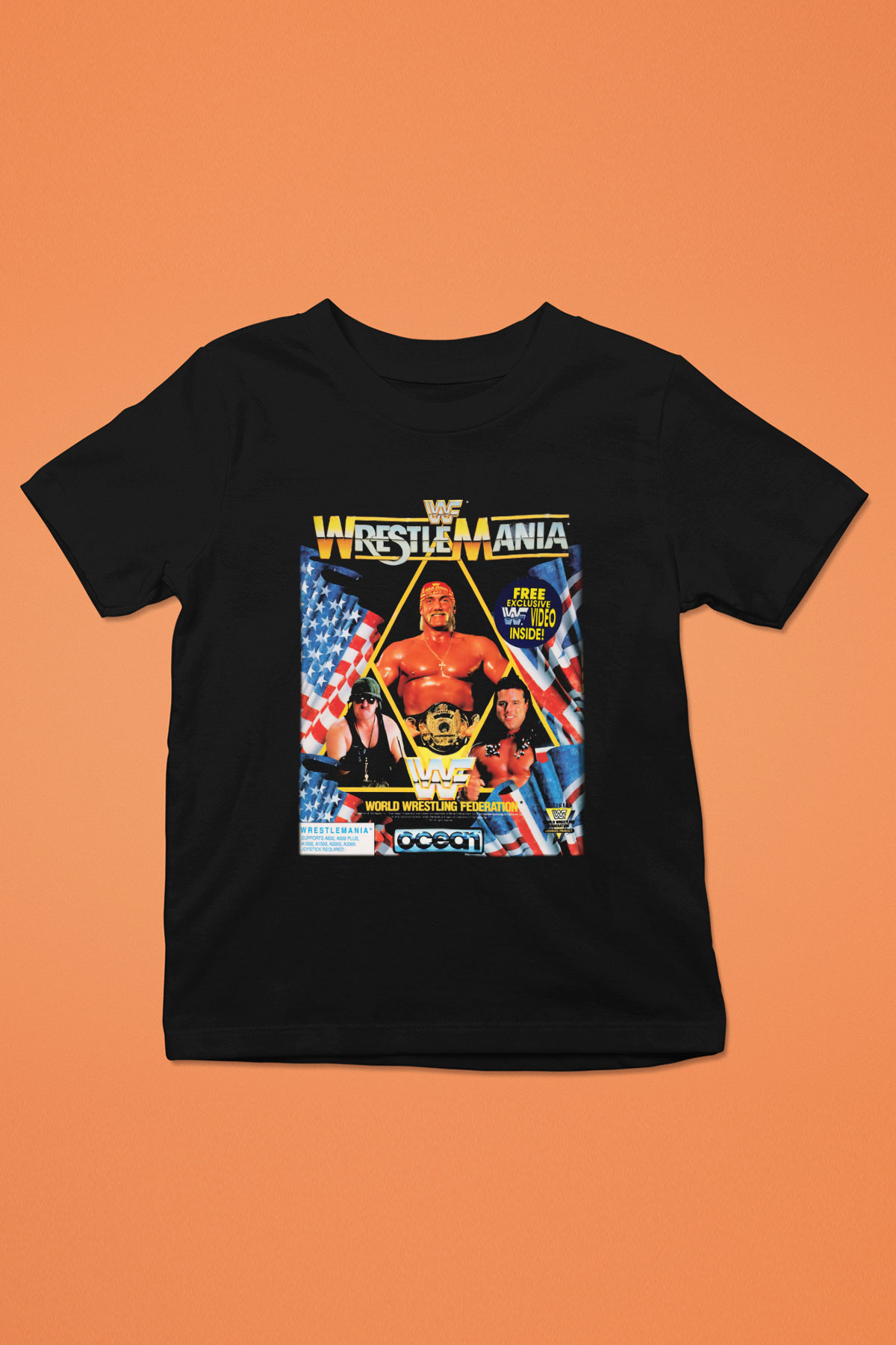 Hulk Hogan Baskılı Siyah Unisex Çocuk Tişört