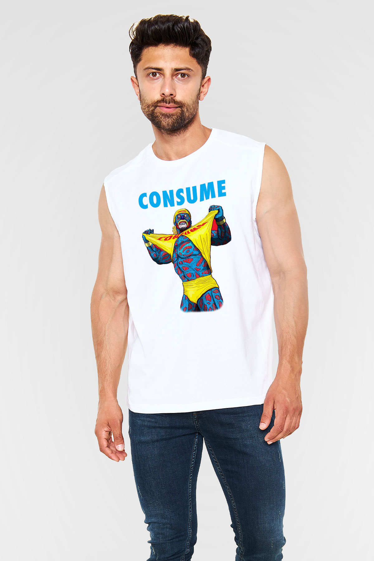 Hulk Hogan Beyaz Unisex Kolsuz Tişört