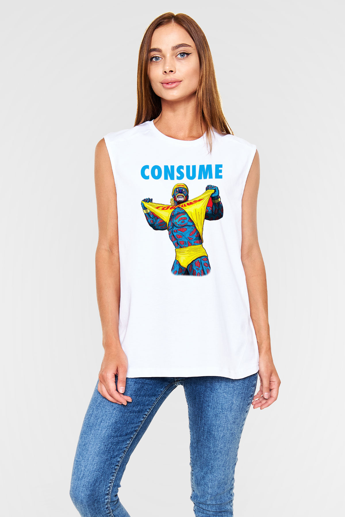 Hulk Hogan Beyaz Unisex Kolsuz Tişört