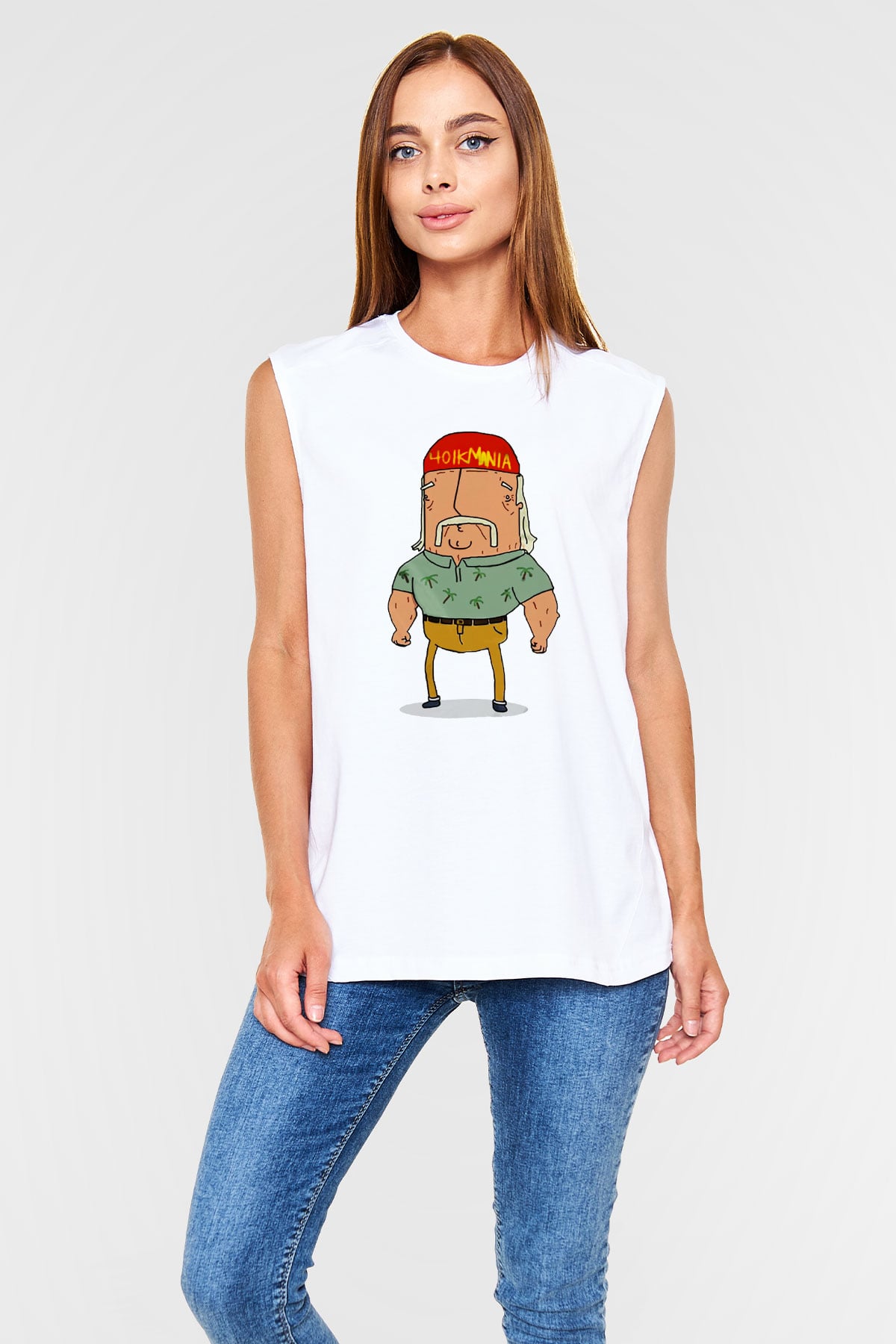 Hulk Hogan Beyaz Unisex Kolsuz Tişört
