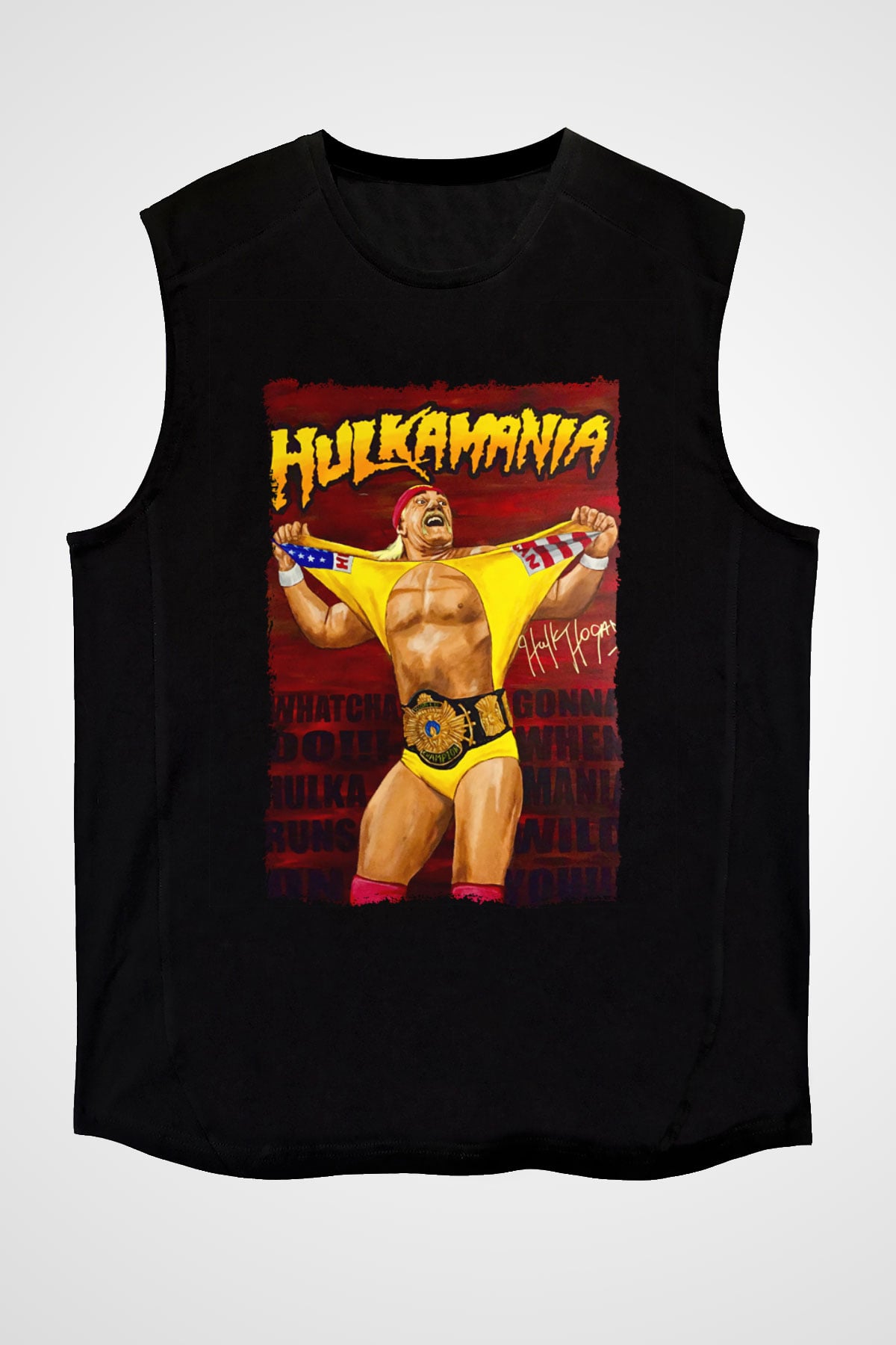 Hulk Hogan Siyah Unisex  Kolsuz Tişört