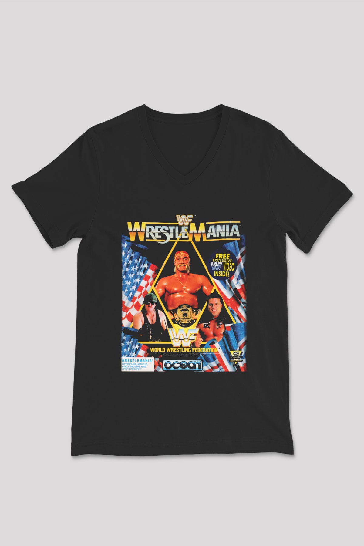 Hulk Hogan Siyah Unisex V Yaka Tişört