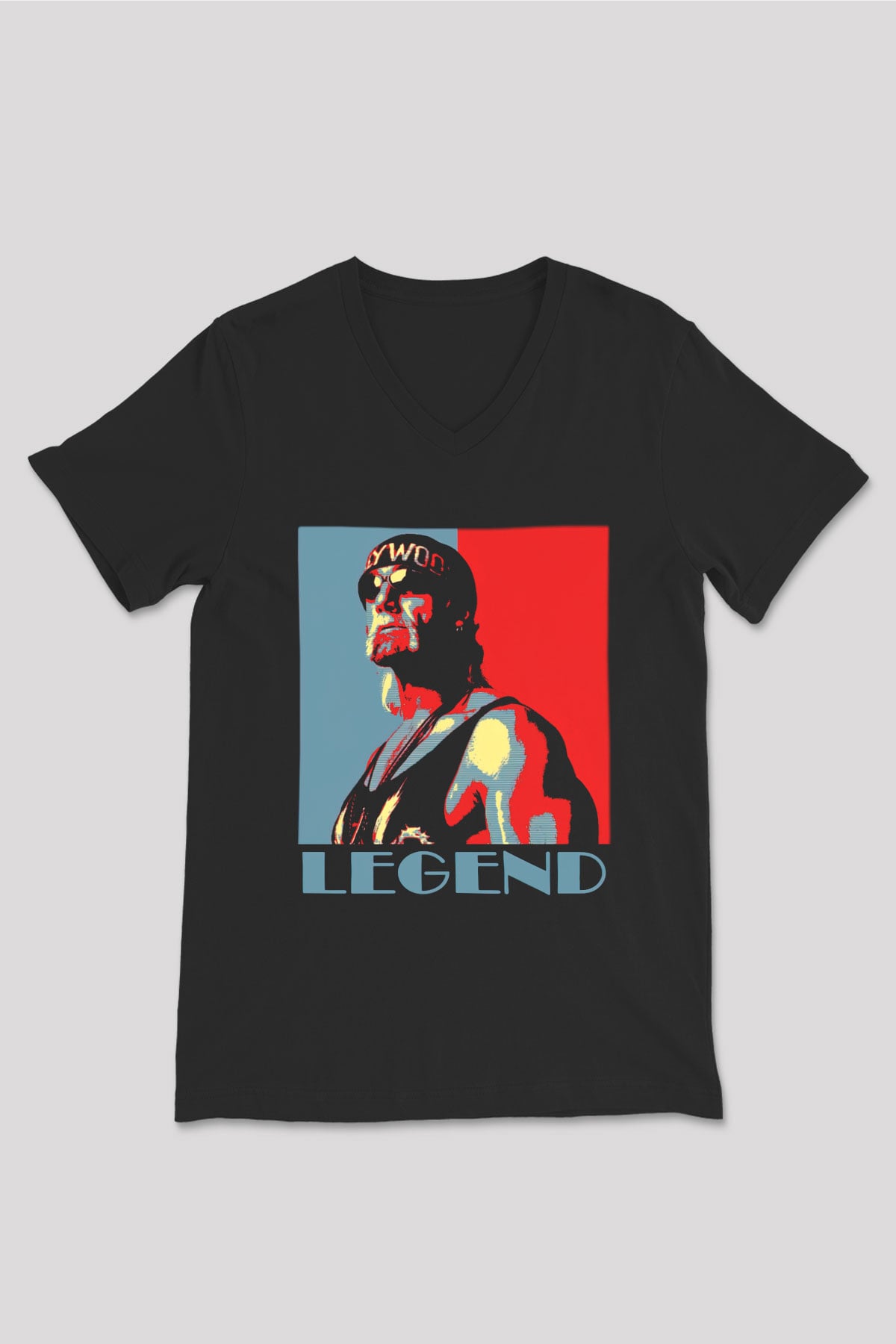 Hulk Hogan Siyah Unisex V Yaka Tişört