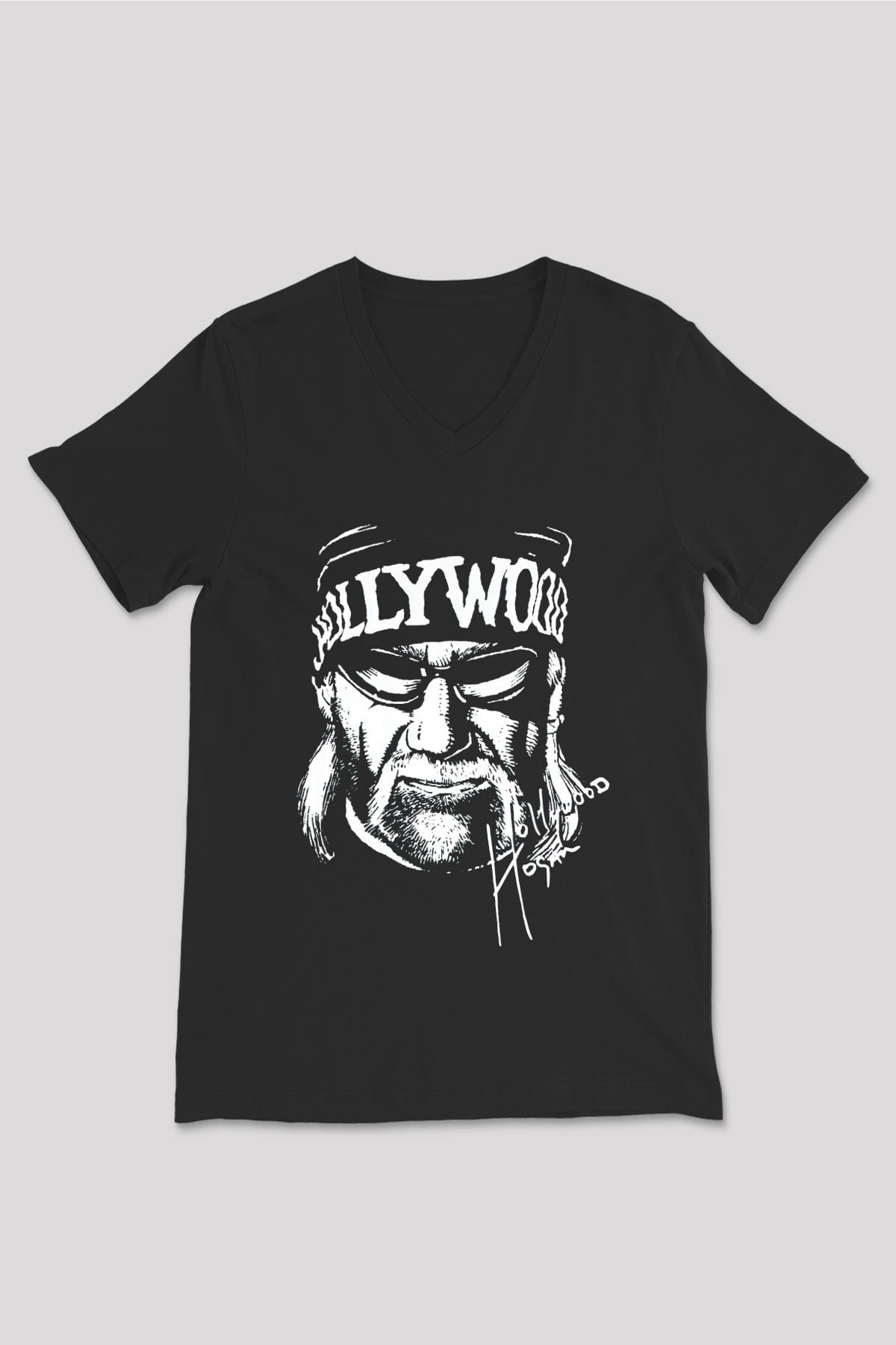 Hulk Hogan Siyah Unisex  V Yaka Tişört