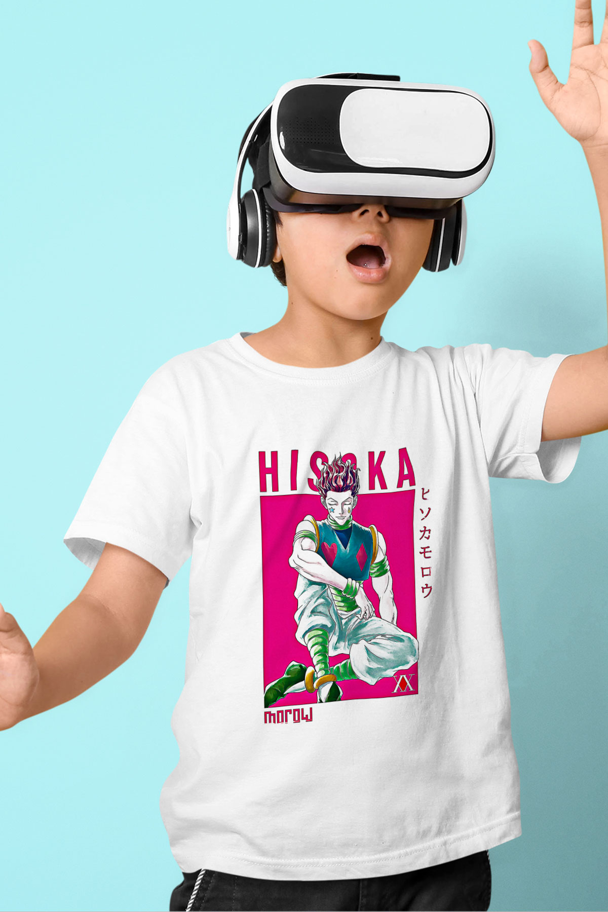 Hunter X Hunter Baskılı Beyaz Unisex Beyaz Çocuk Tişört - Tshirt
