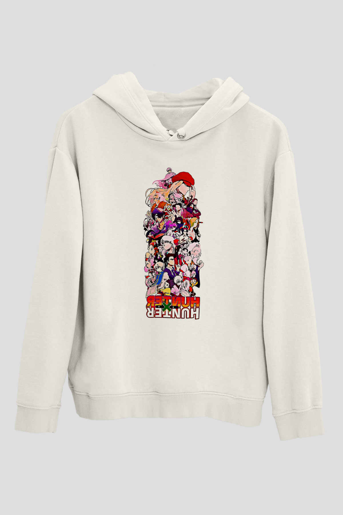 Hunter X Hunter Baskılı Beyaz Unisex Hoodie